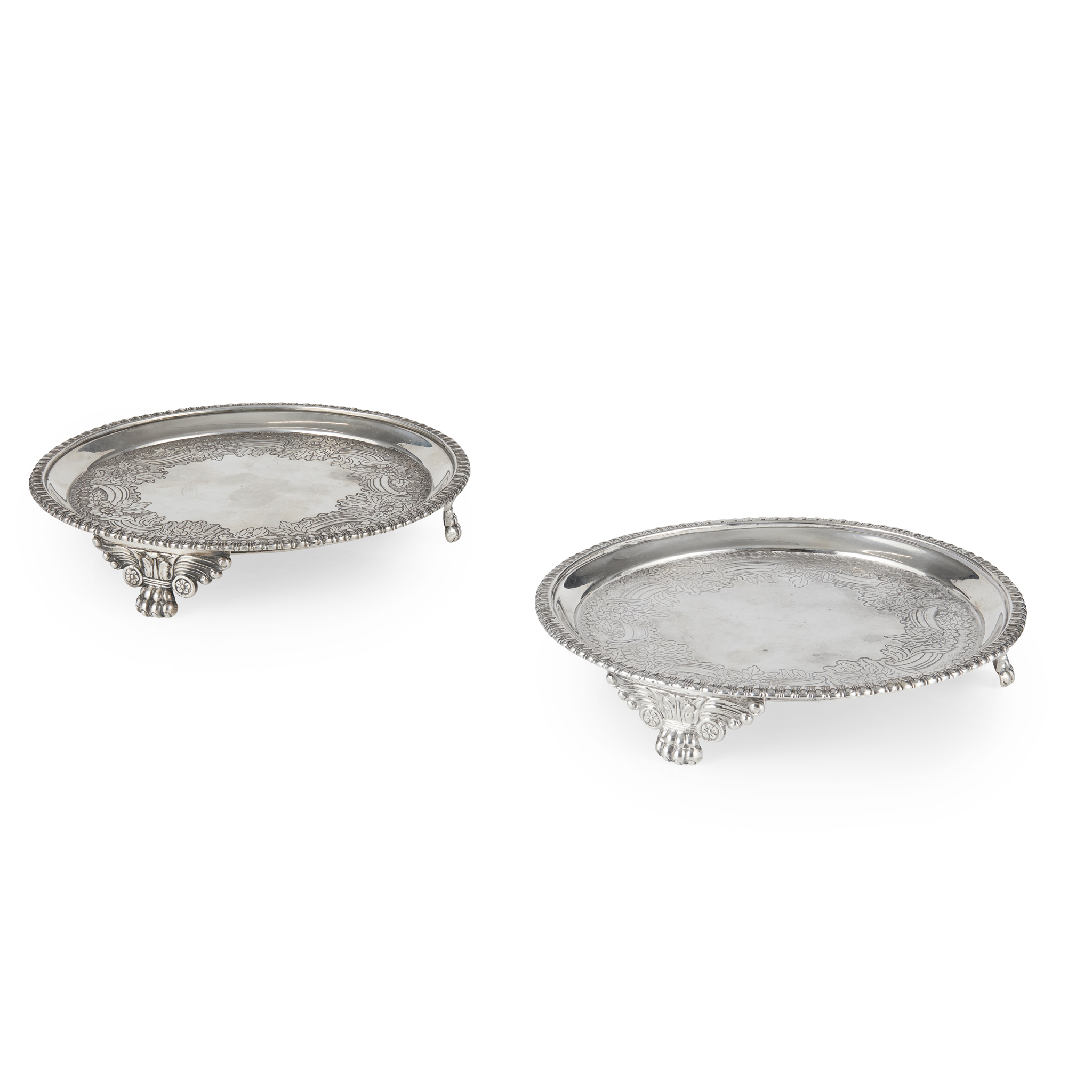 A PAIR OF GEORGE III CARD TRAYS