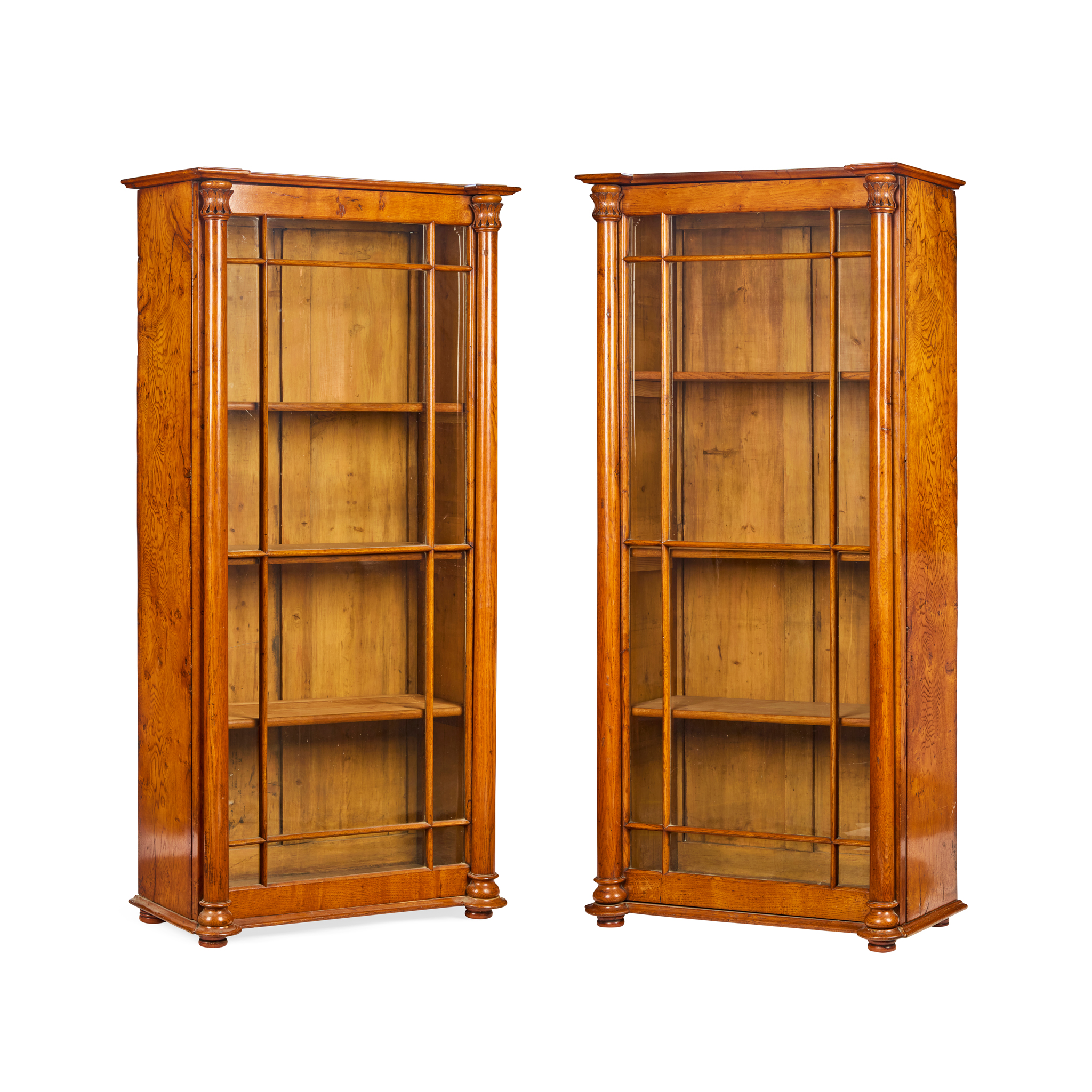 PAIR OF EARLY VICTORIAN ELM BOOKCASES