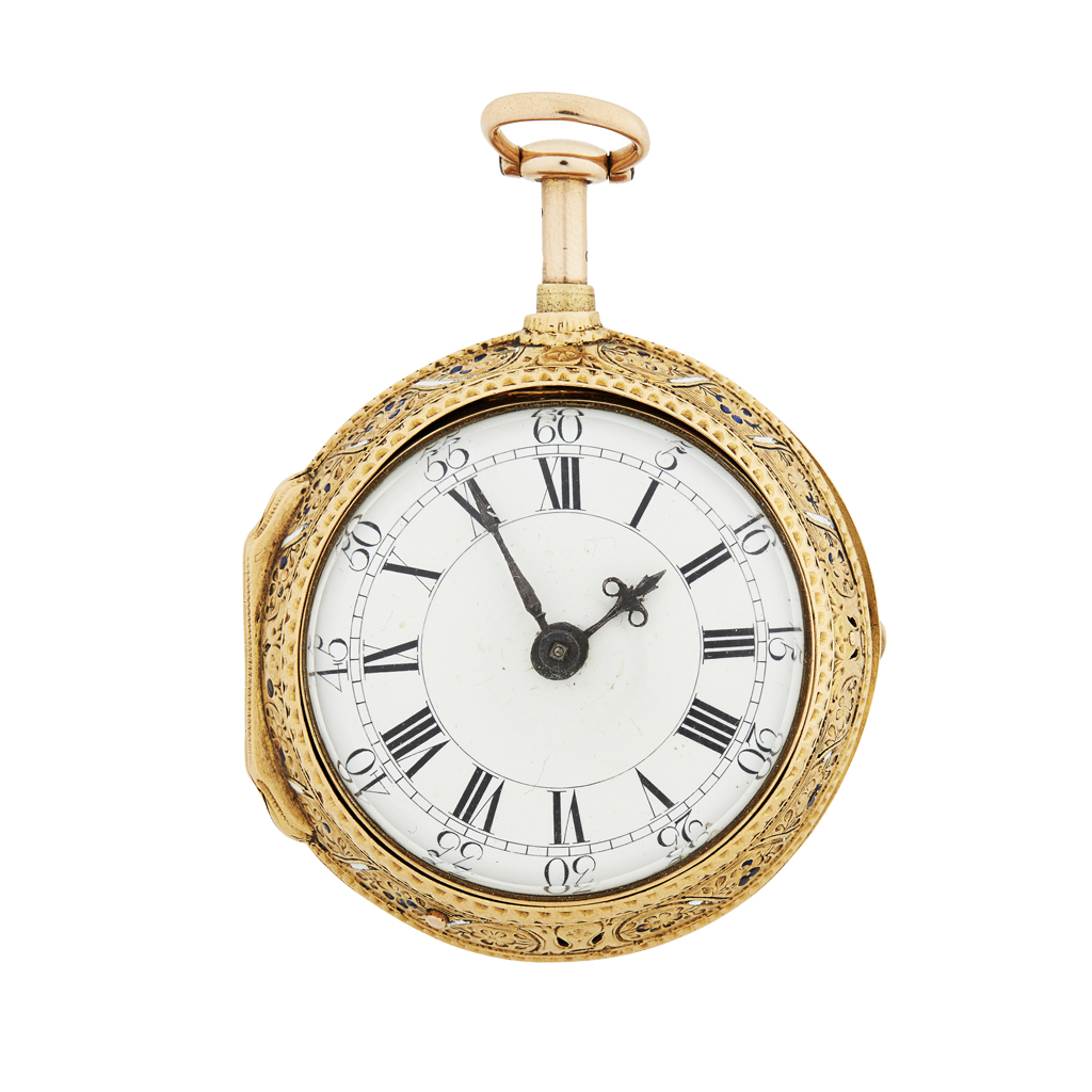 G. LINDSAY, LONDON - A George III gold and enamel repeater pocket watch