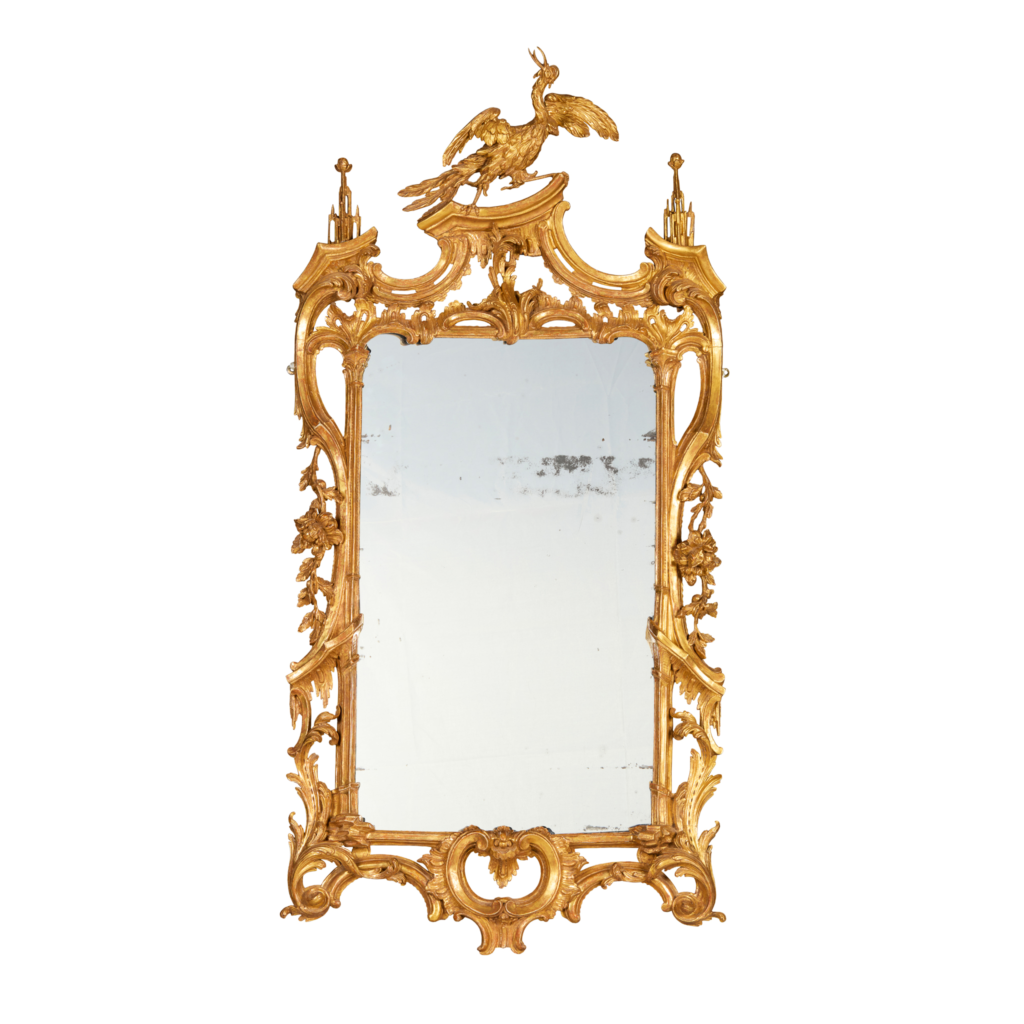 GEORGE III GILTWOOD MIRROR, IN THE MANNER OF THOMAS JOHNSON