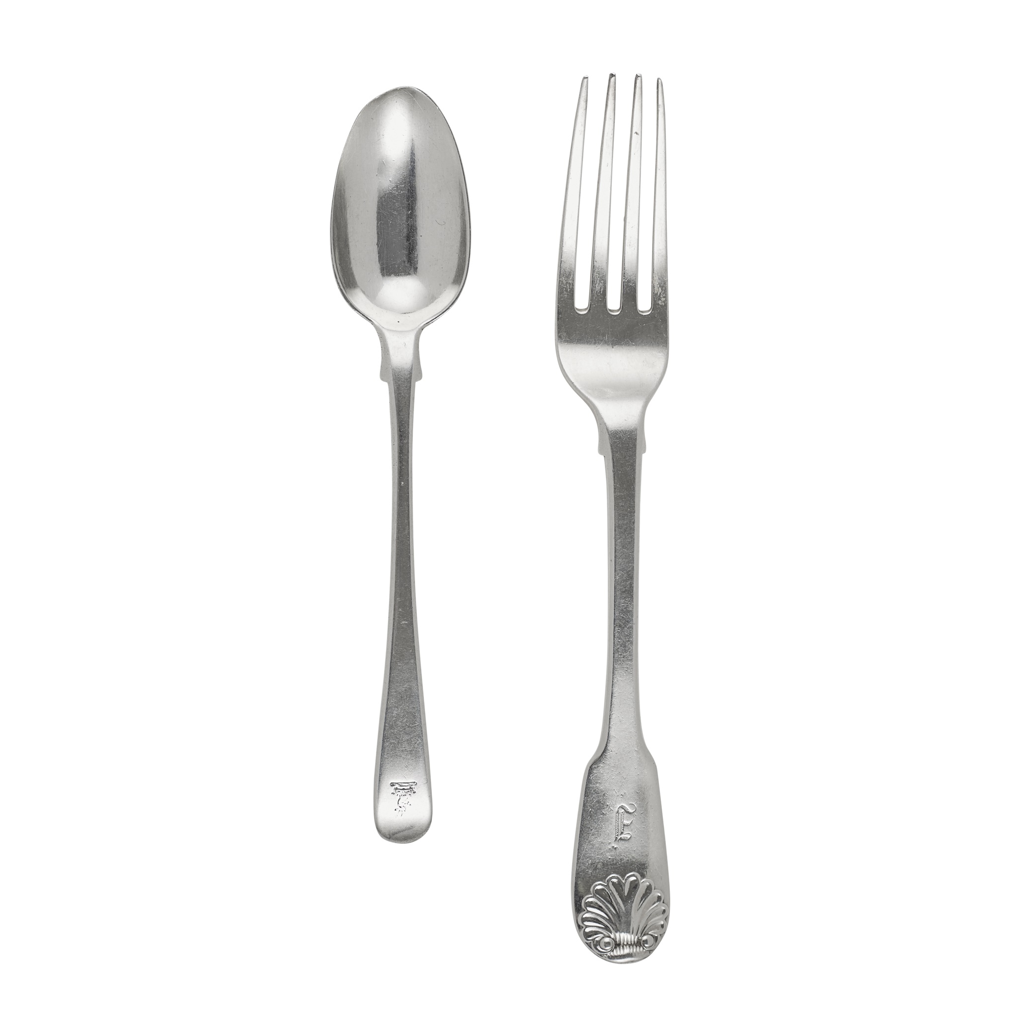 A set of nine George III table forks