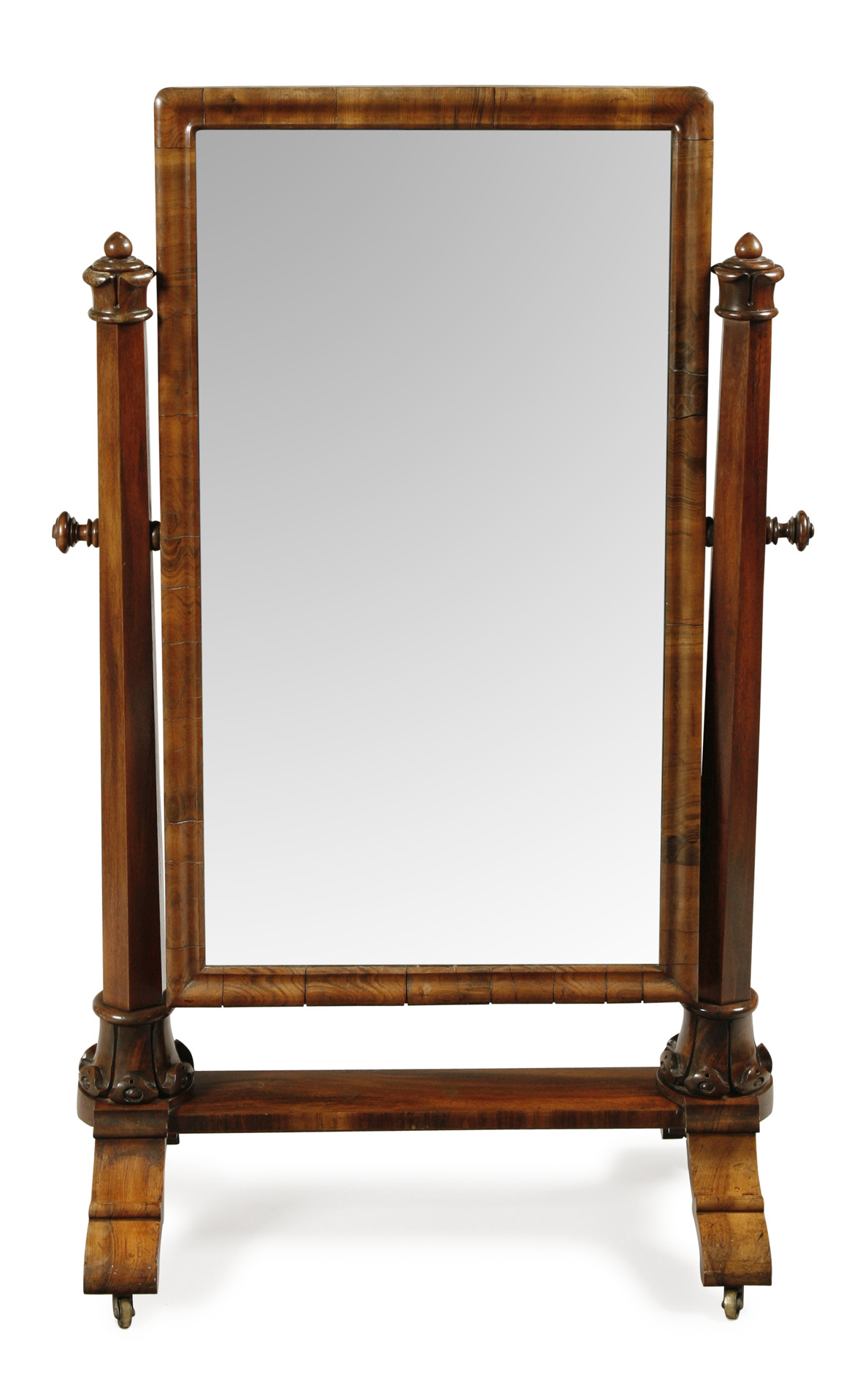 VICTORIAN ROSEWOOD CHEVAL MIRROR