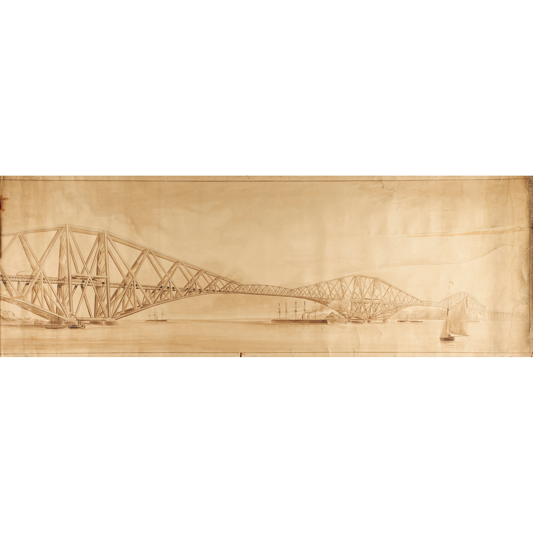Forth Rail Bridge, circa 1890 SALEROOM NOTICE: THIS MEASURES 60 x 358cm