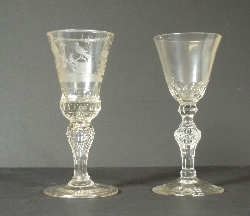 Two 18th/19th century Continental wine glasses