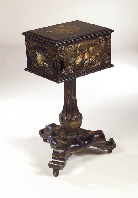 A Victorian lacquered teapoy,