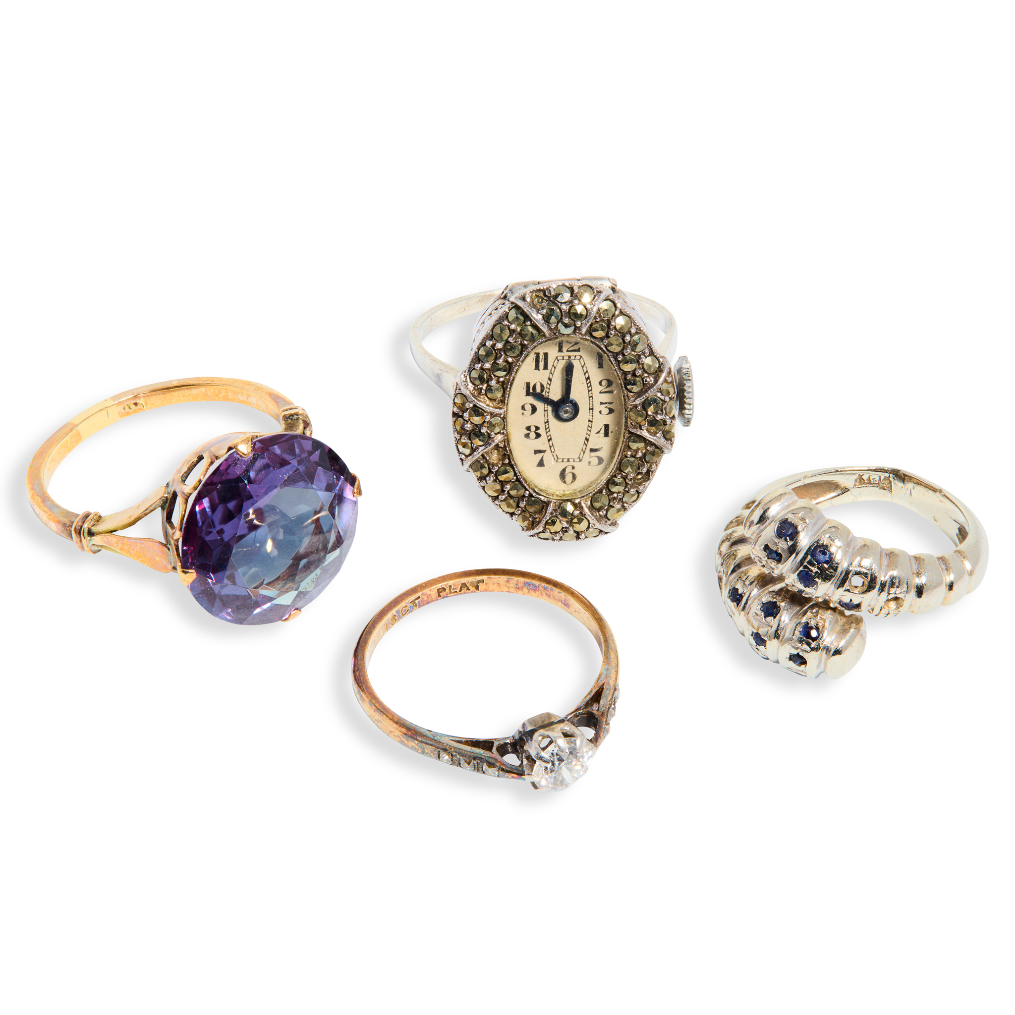 A collection of gem-set rings