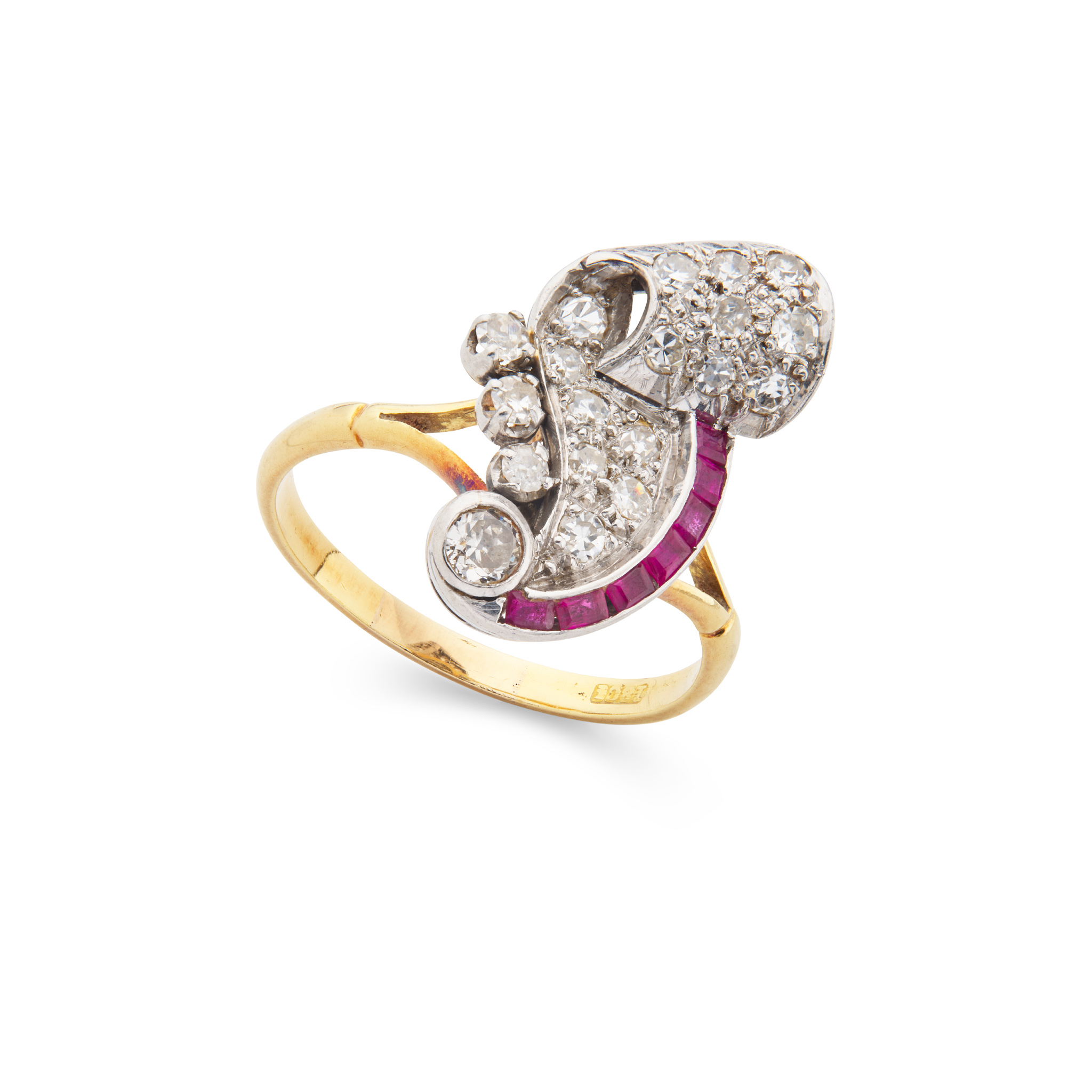 A ruby and diamond cocktail ring