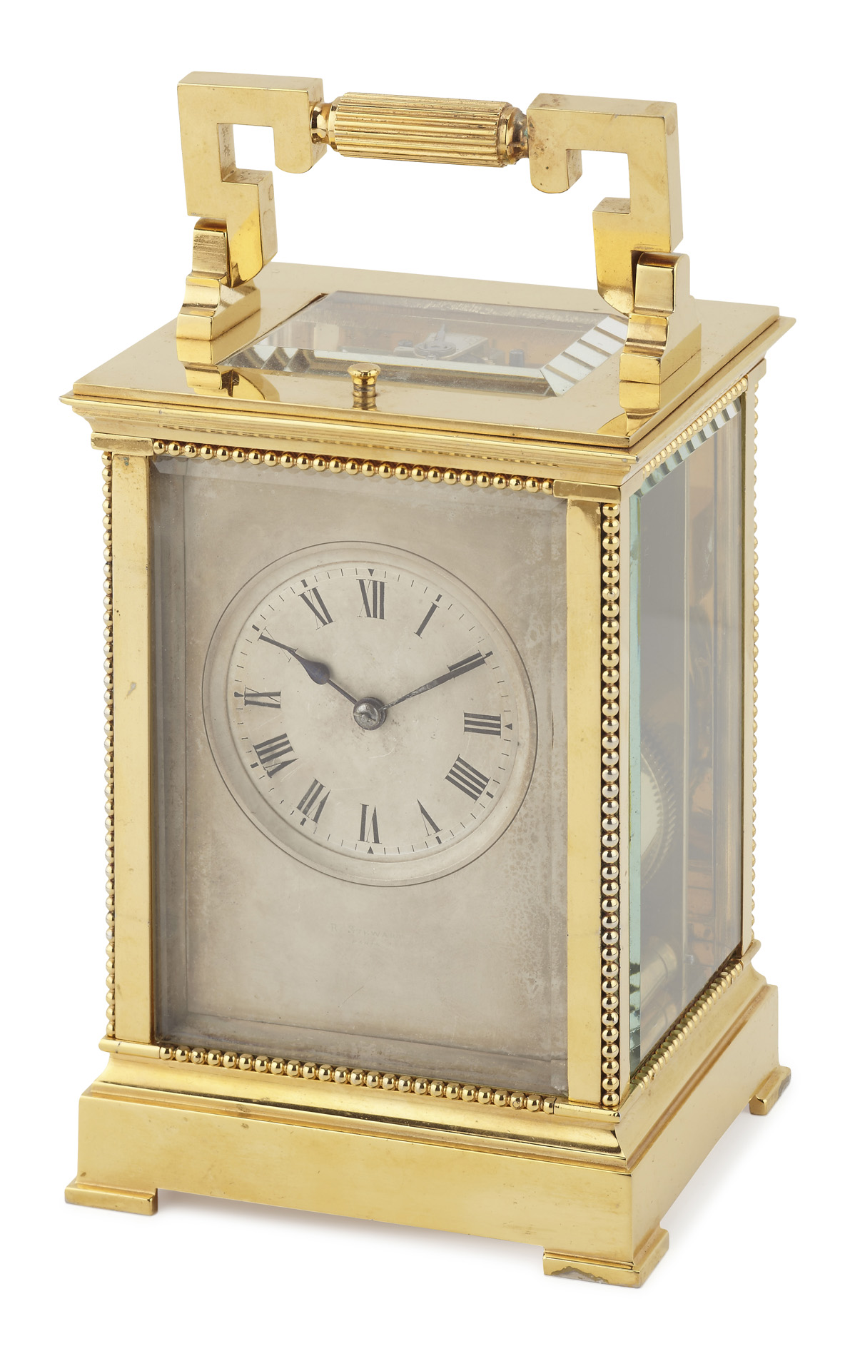 FRENCH BRASS REPEATING CARRIAGE CLOCK AND CASE
