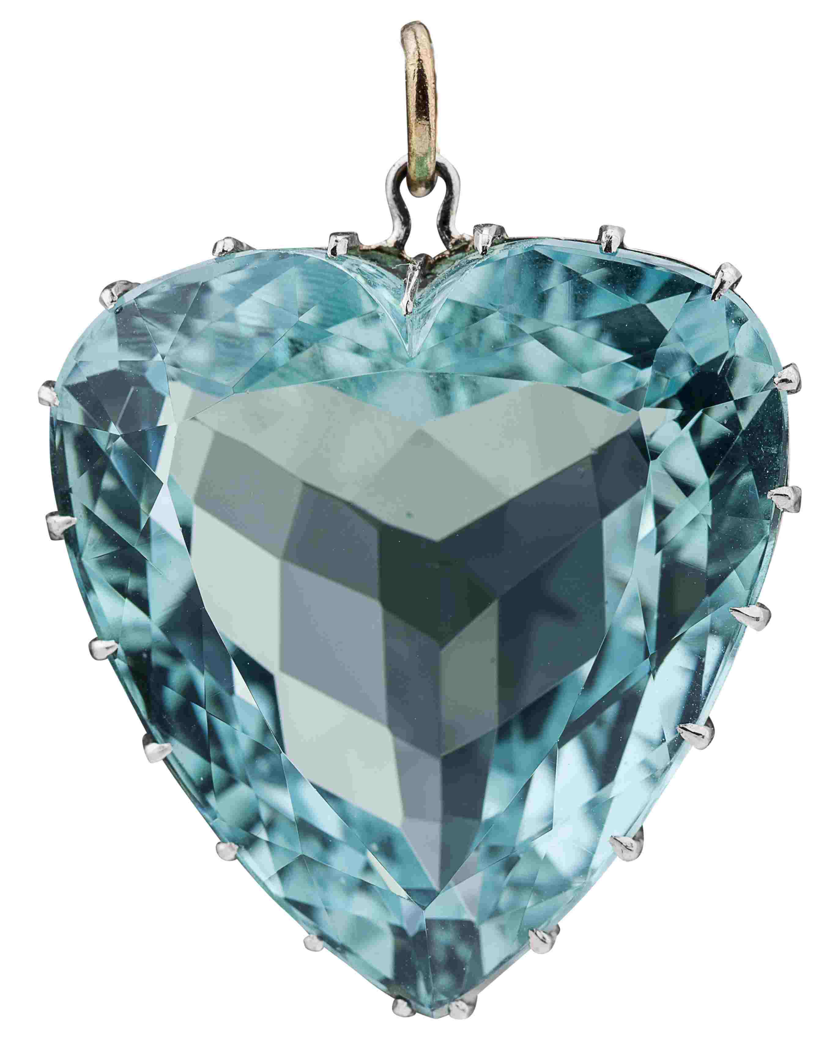A large heart shaped aquamarine pendant