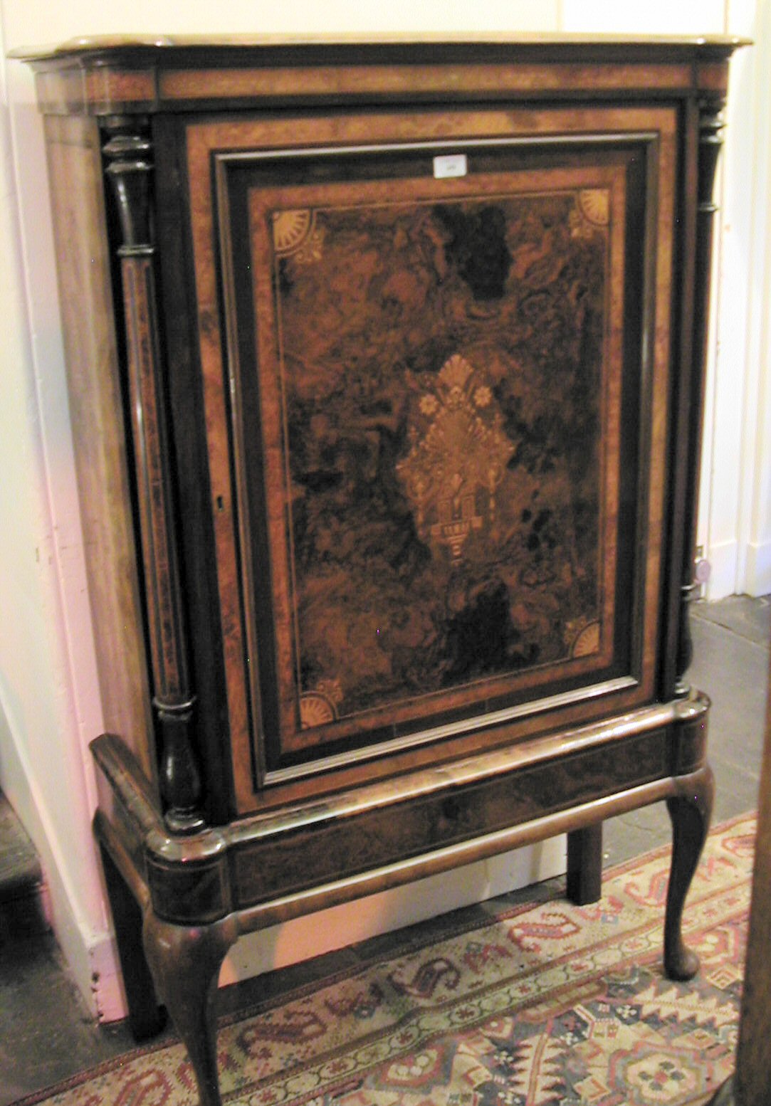 A Victorian burr walnut cabinet,