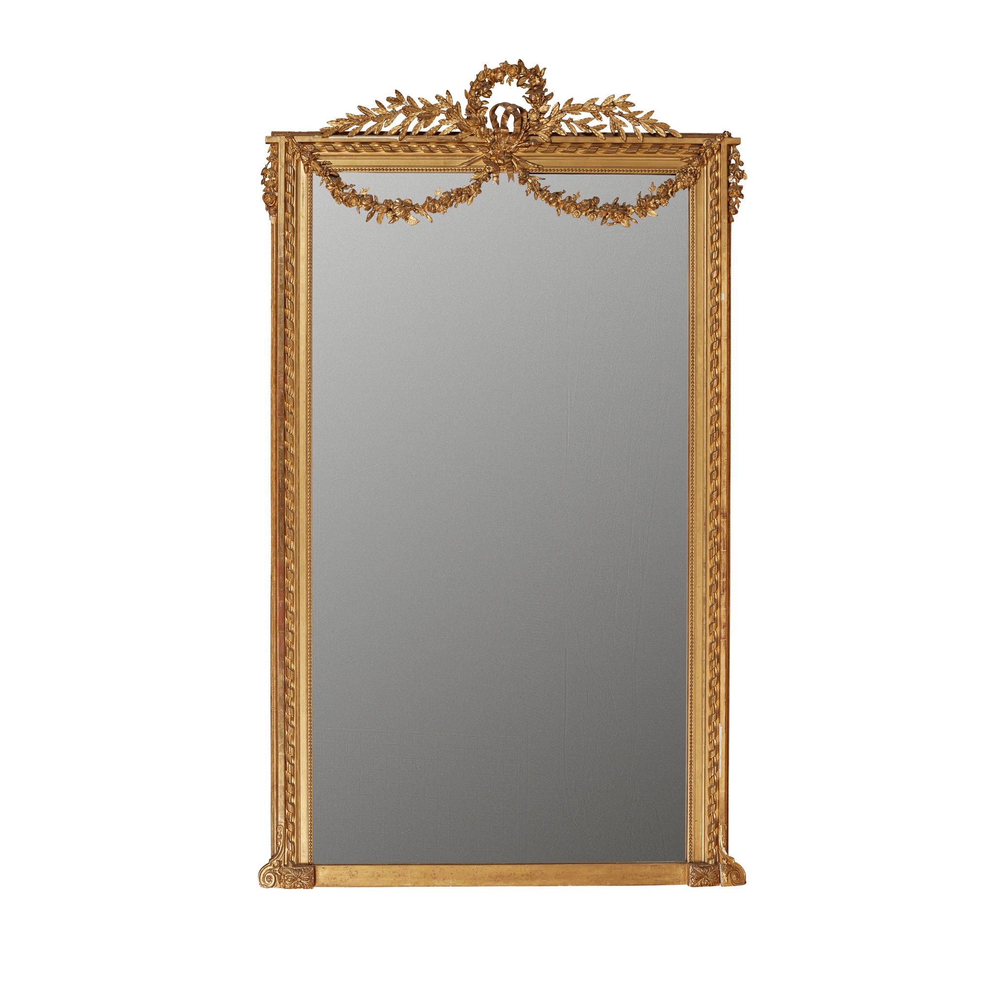 FRENCH LARGE GILTWOOD AND GESSO OVERMANTEL MIRROR