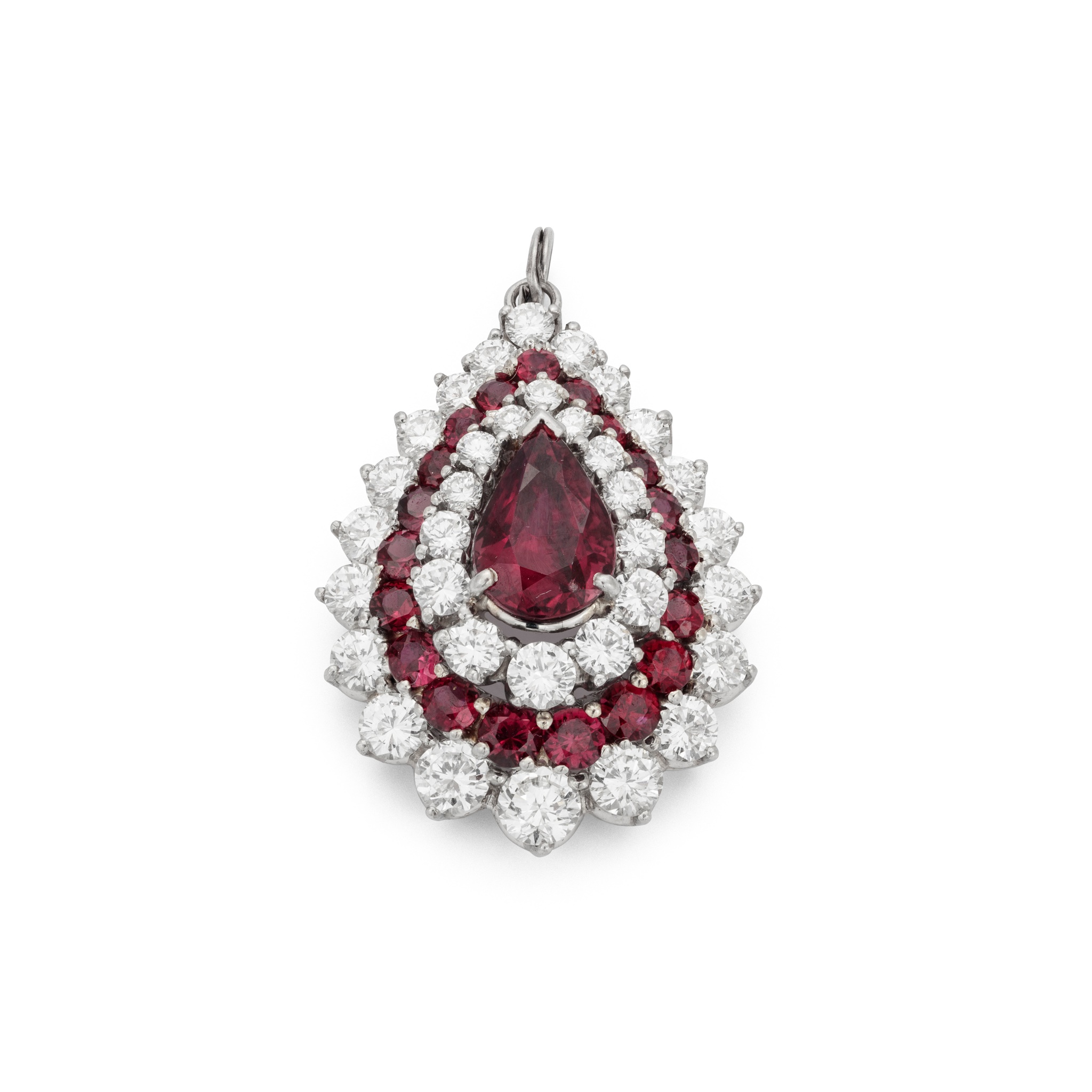 A ruby and diamond pendant / brooch