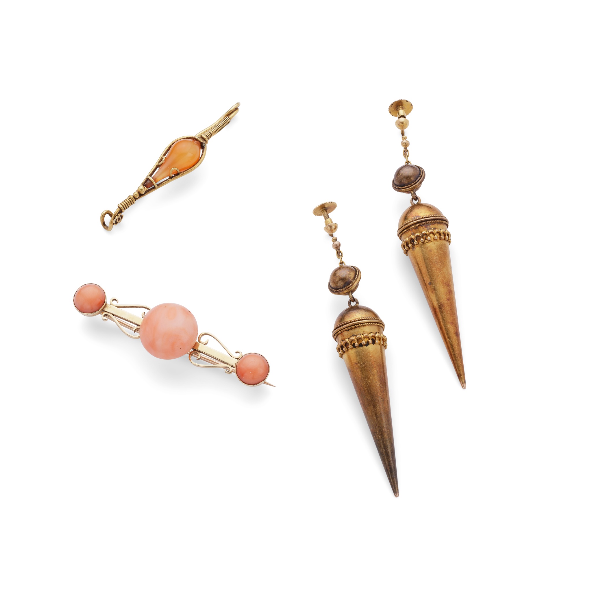 A pair of 19th century Etruscan revival earrings, circa 1870s