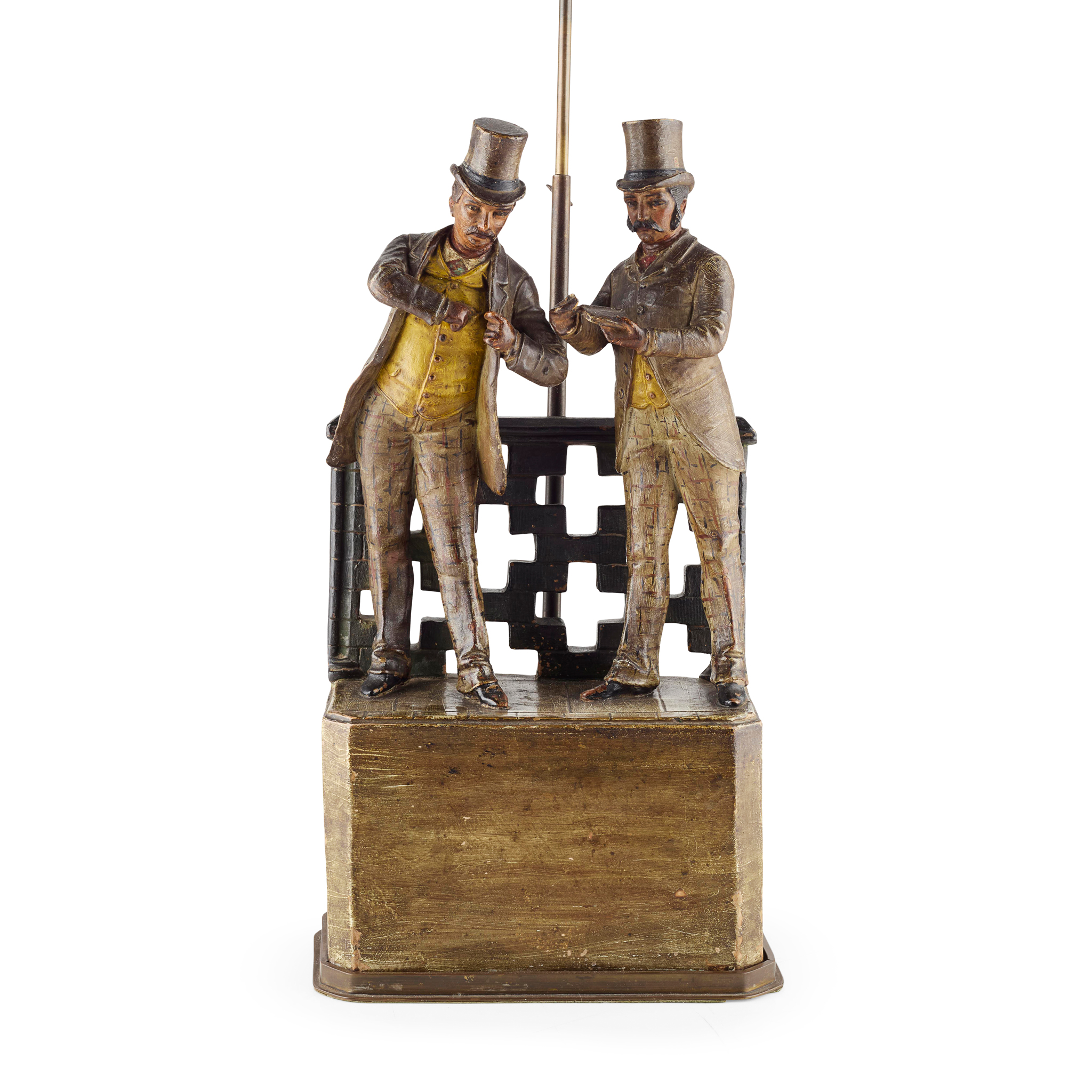 AUSTRIAN PAINTED TERRACOTTA FIGURAL LAMP