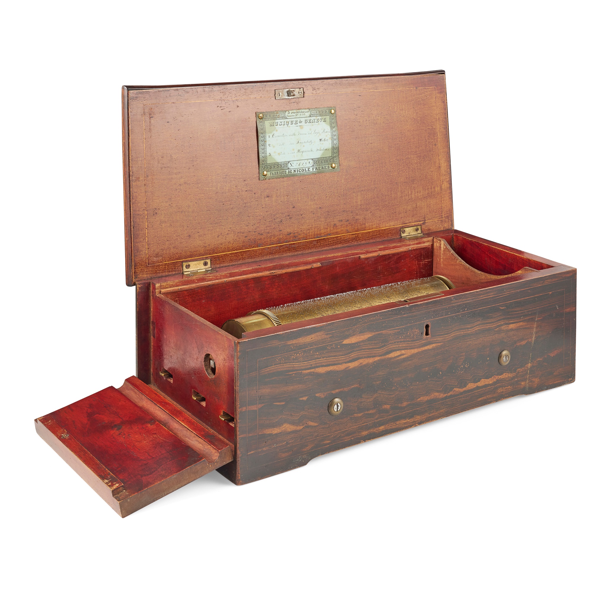 NICOLE FRERES ROSEWOOD CASED CYLINDER MUSIC BOX