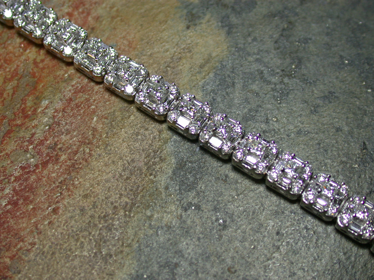 An all diamond cluster bracelet,