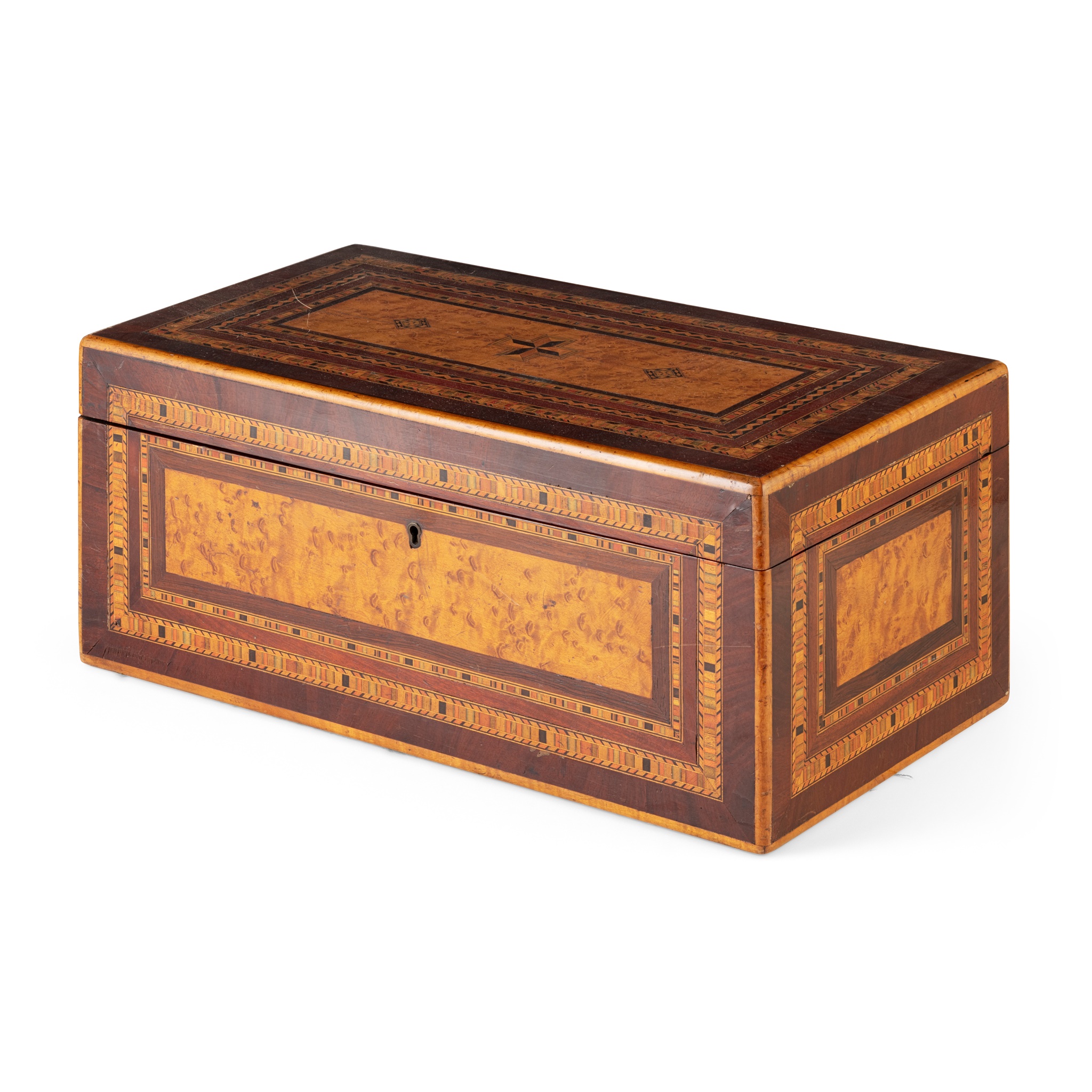 TUNBRIDGEWARE AND BURR WOOD VENEERED BOX