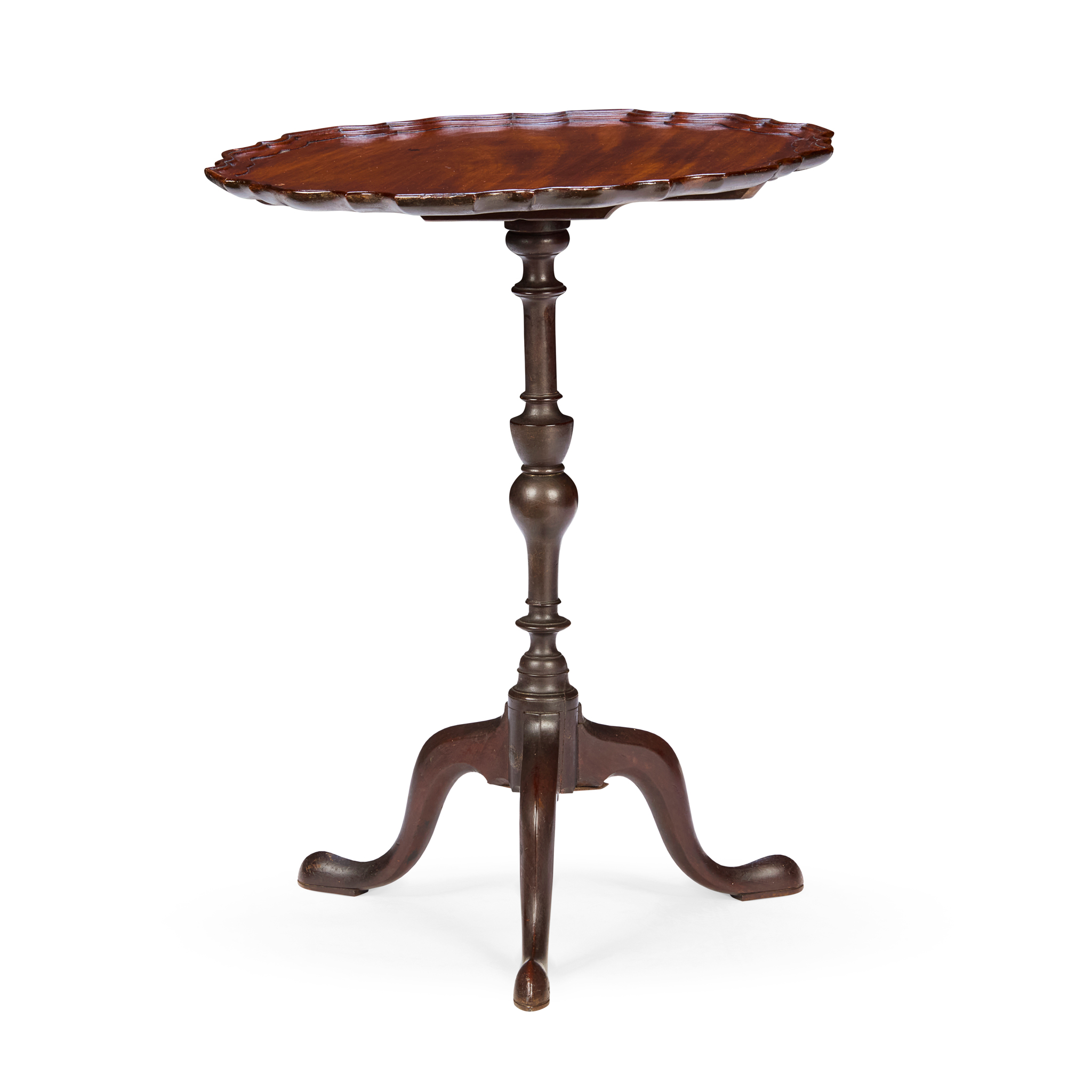 EARLY GEORGE III MAHOGANY PIECRUST TRIPOD TEA TABLE