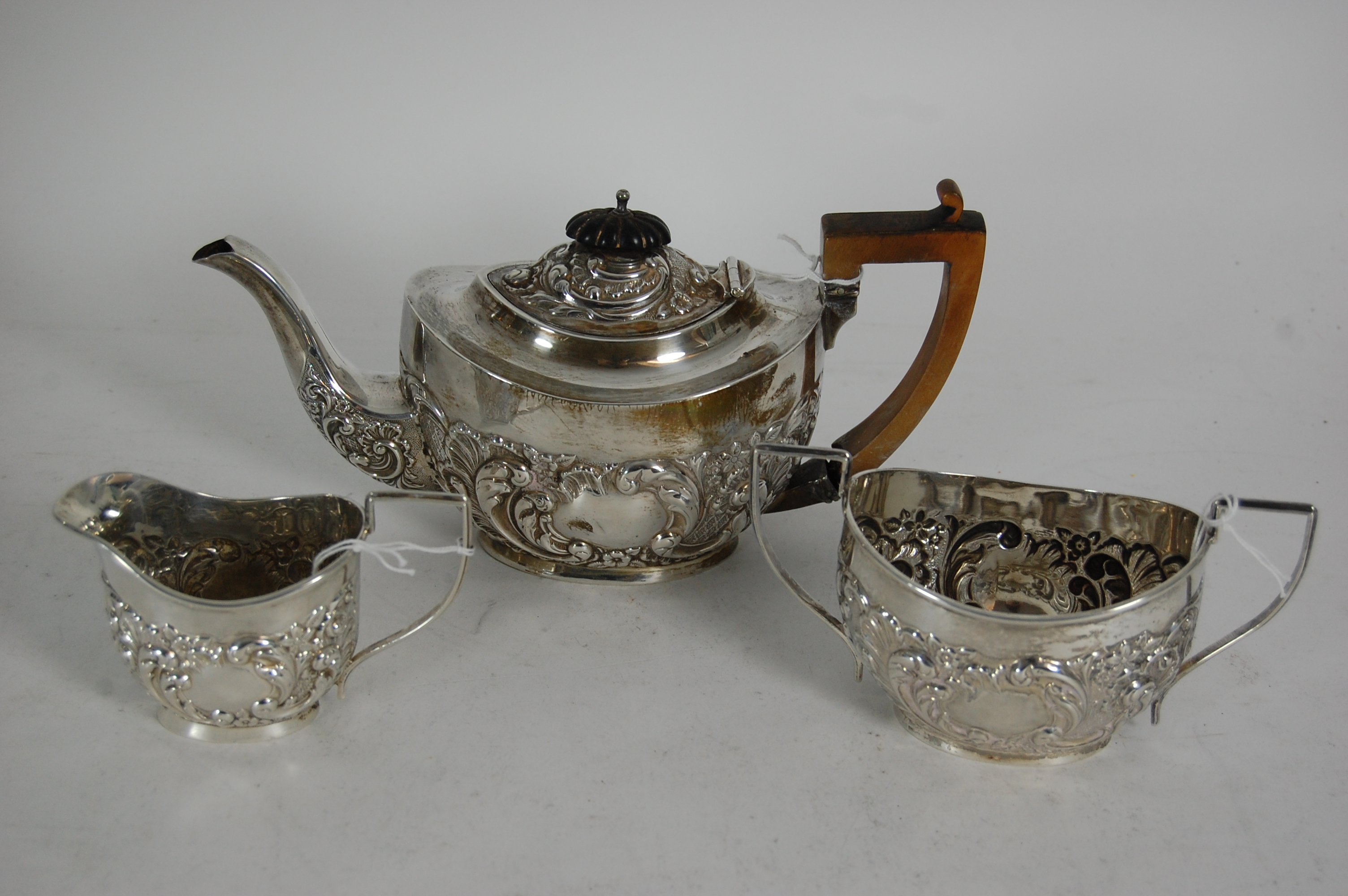 A late Victorian three piece tea set
