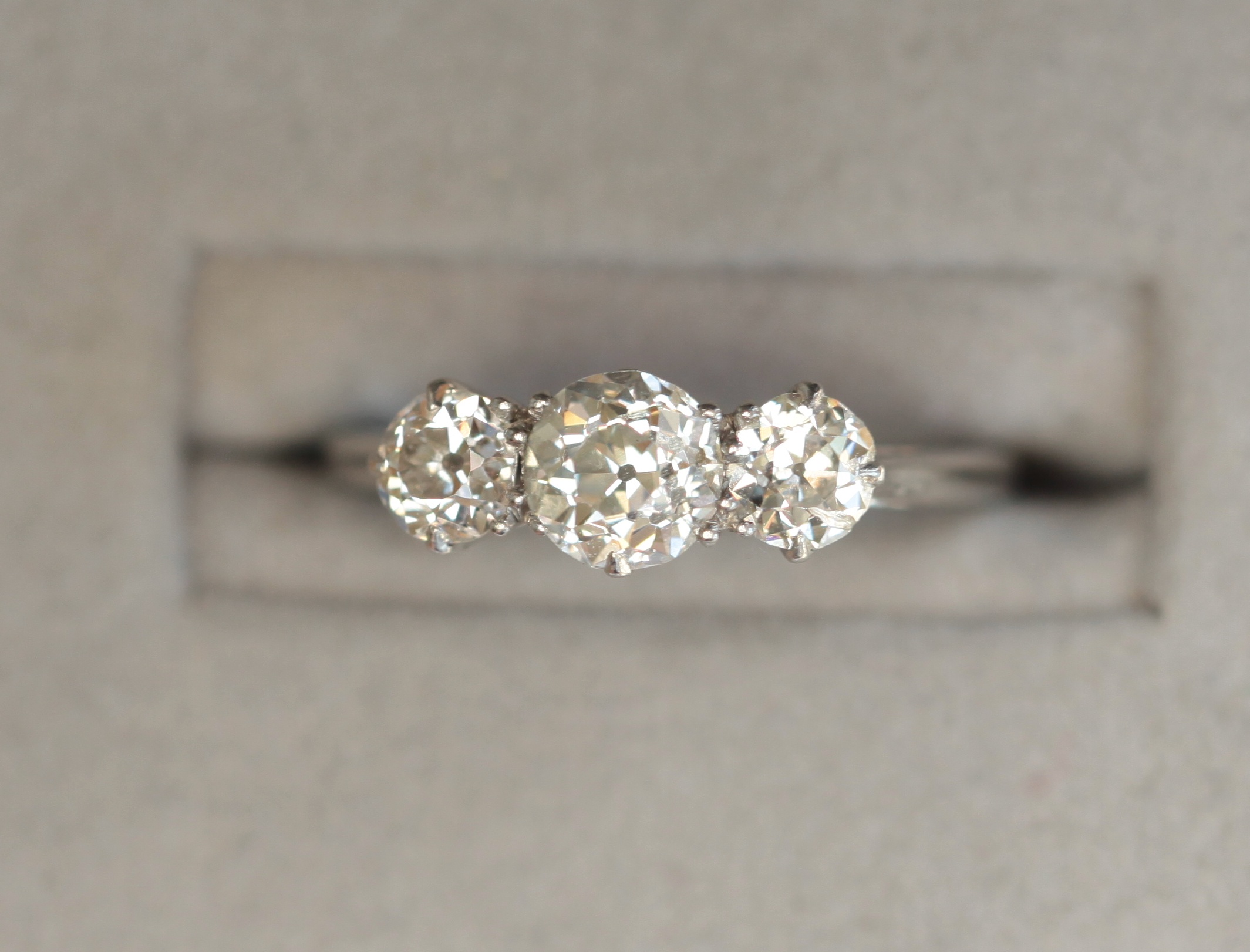 A diamond set three-stone ring