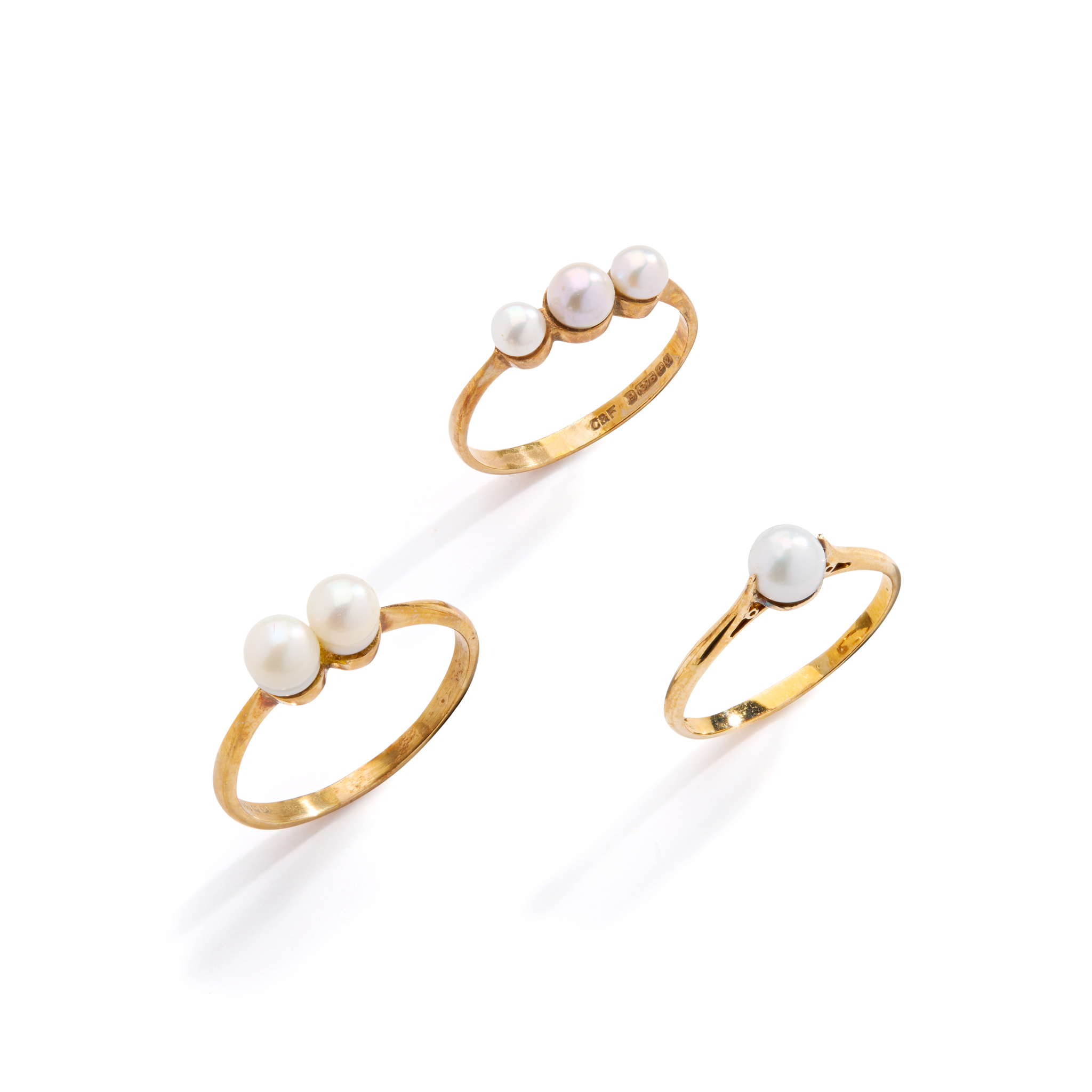 A COLLECTION OF THREE SCOTTISH FRESHWATER PEARL RINGS