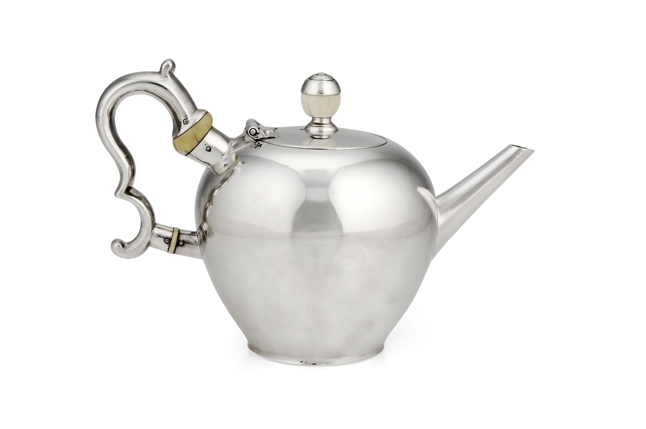 A scarce George I Scottish silver apple-shaped teapot