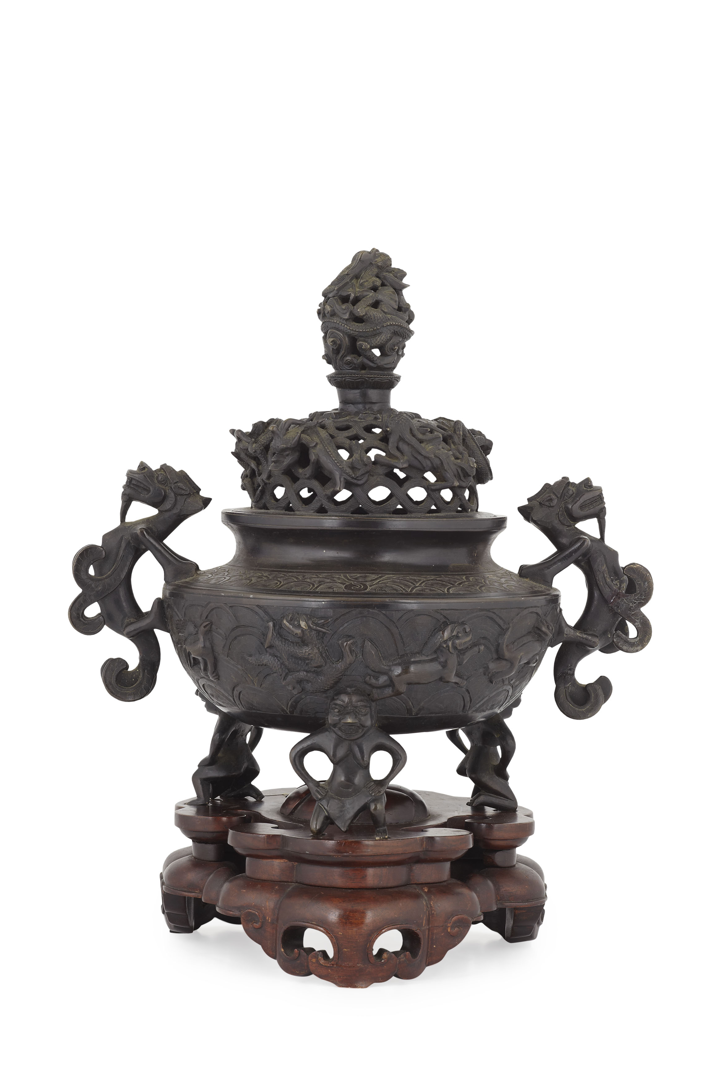 CHINESE BRONZE CENSER ON STAND