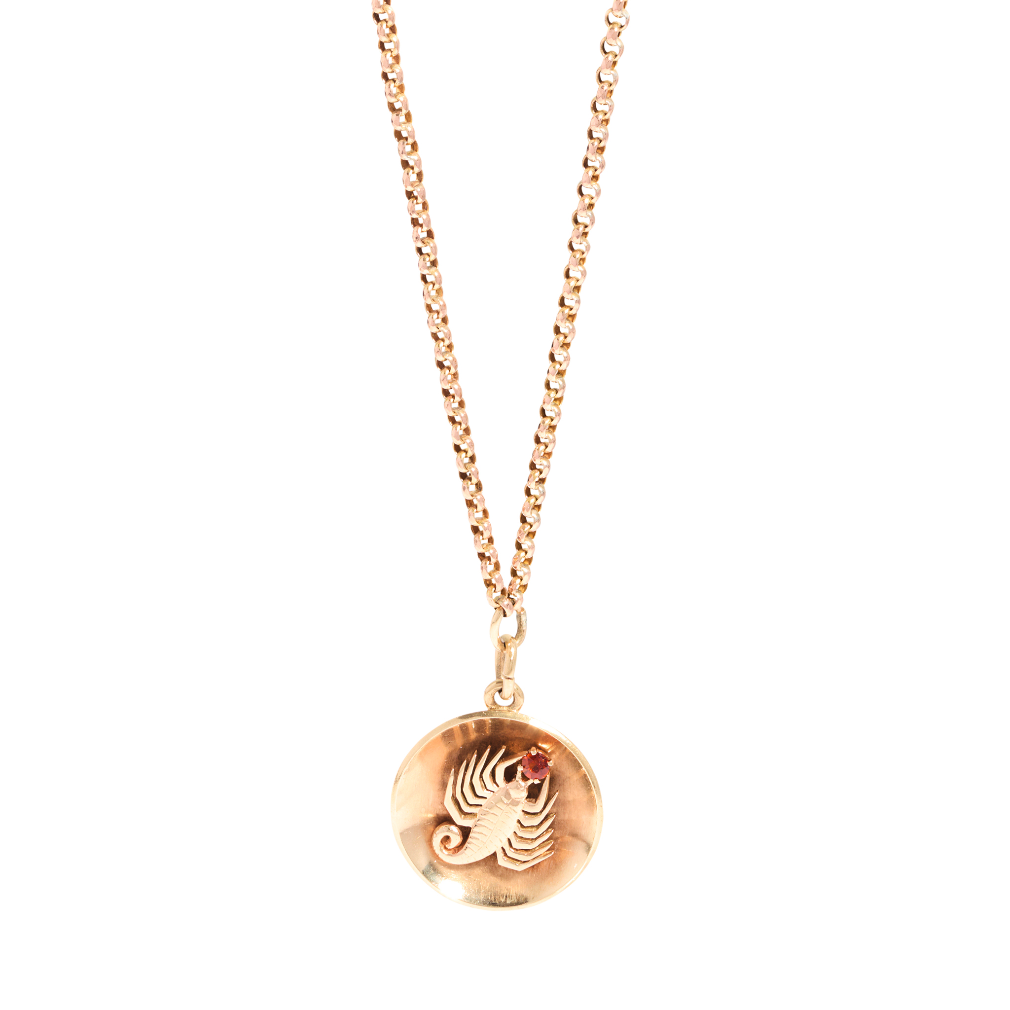 A 9ct gold 'Scorpio' pendant necklace