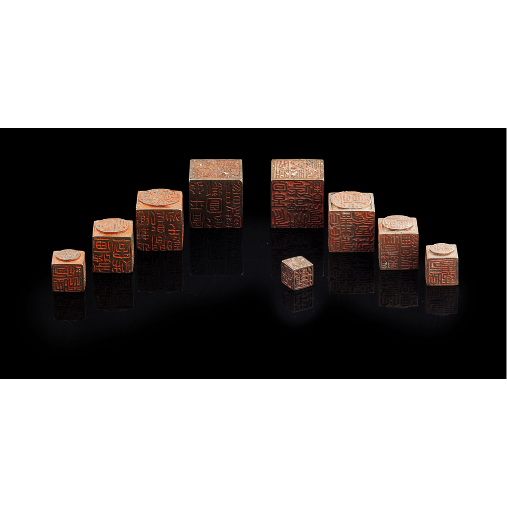 TWO BRONZE NESTING SEALS