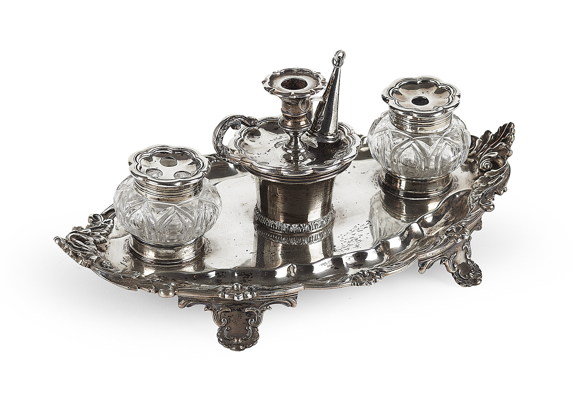 WILLIAM IV SILVER INKSTAND