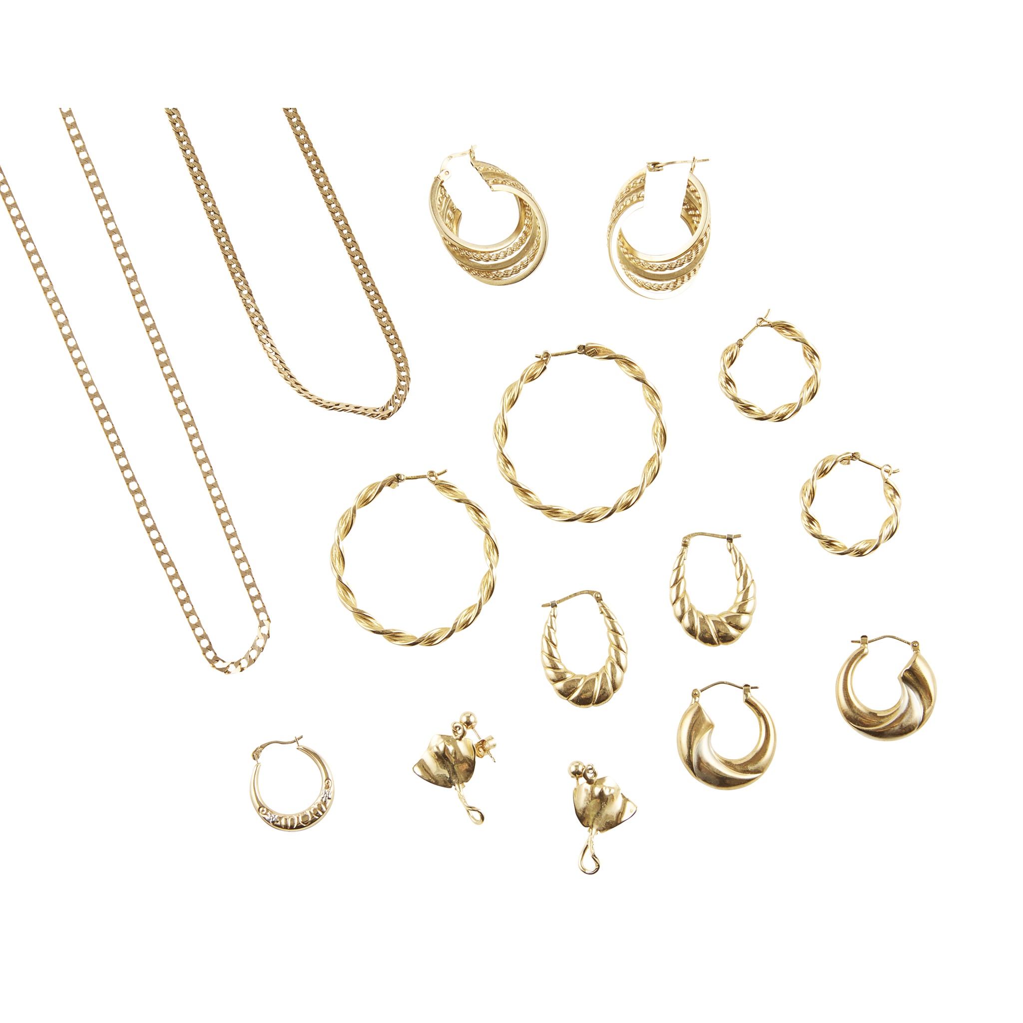 A collection of gold jewellery