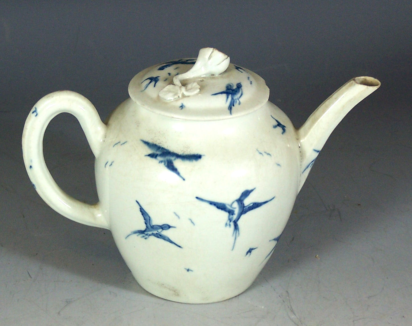 A first period Worcester bachelor's teapot and cover, circa 1750-65,