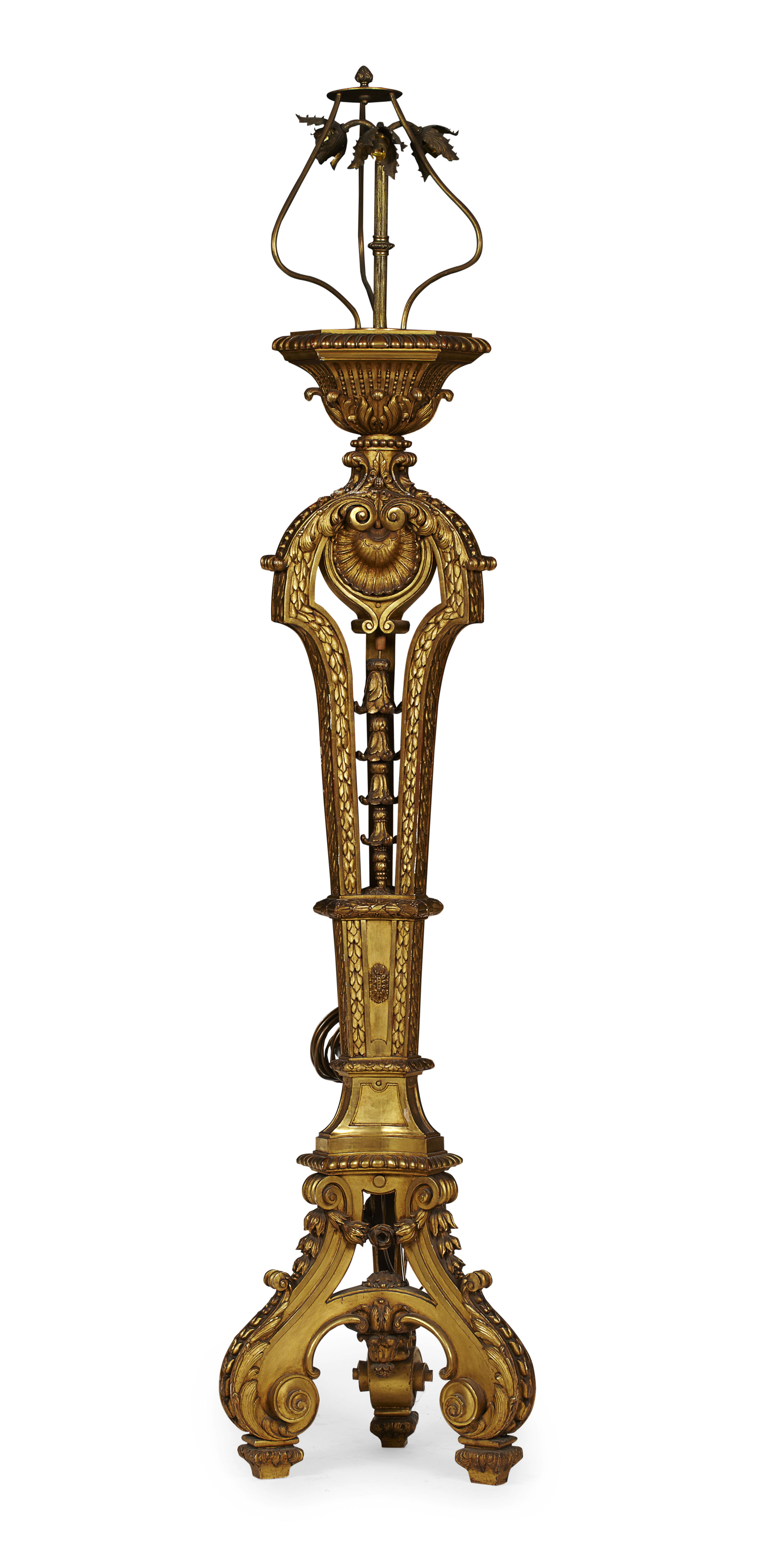 LARGE GEORGE III STYLE CARVED AND GILT TORCHERE