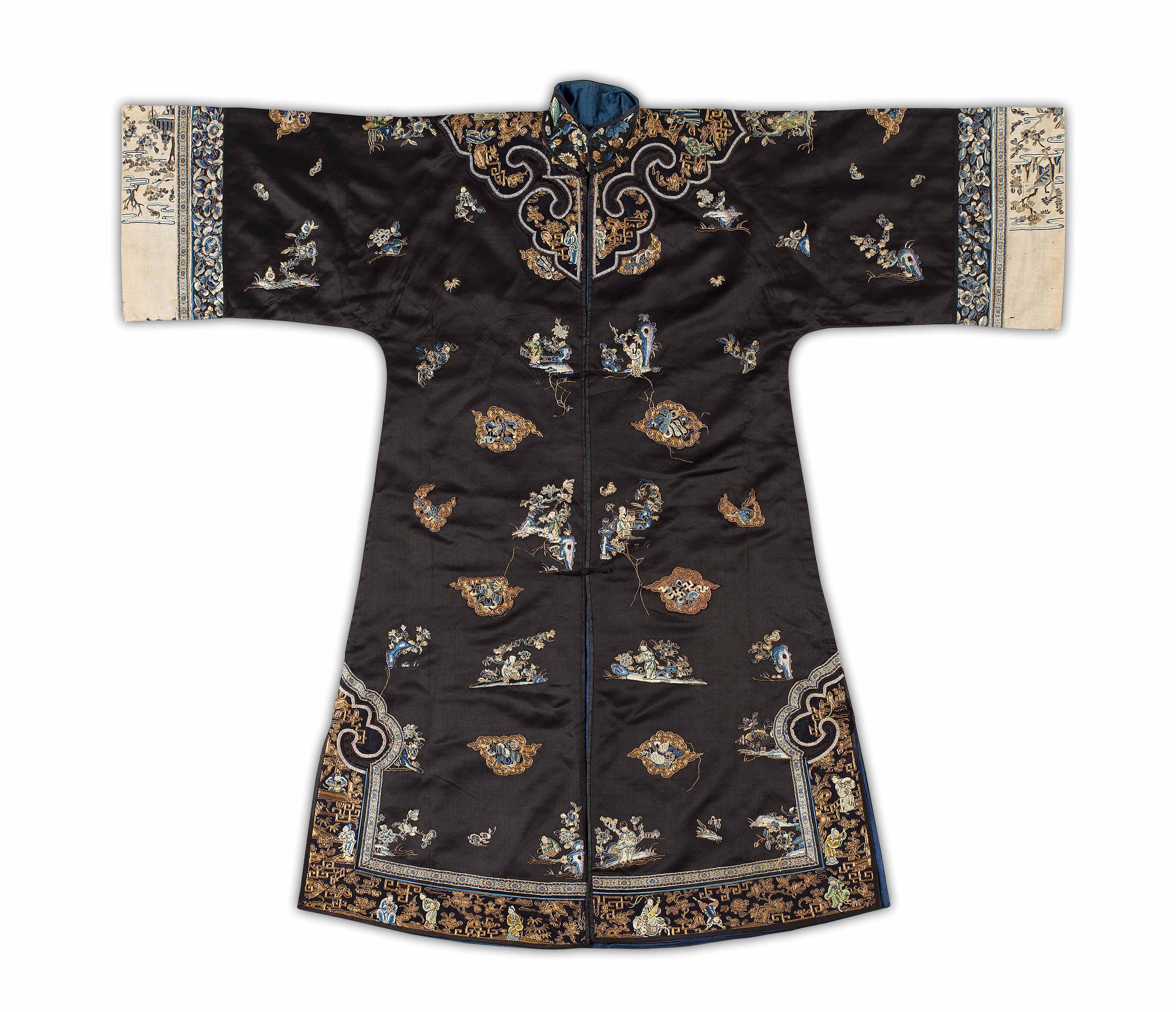 SILK-EMBROIDERED BLUE-GROUND LADY'S ROBE