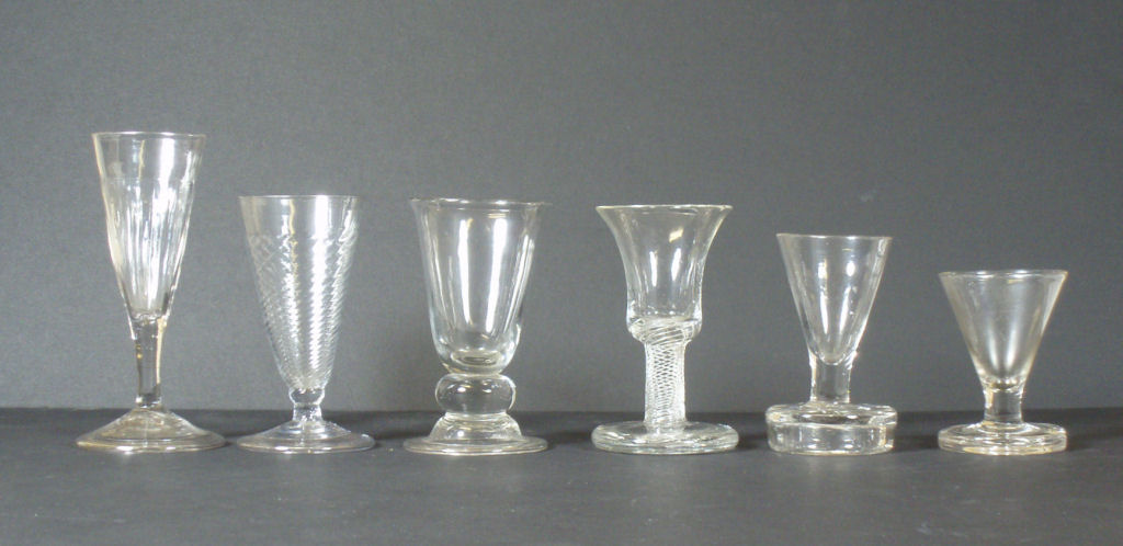 A group of six 18th century and later glasses