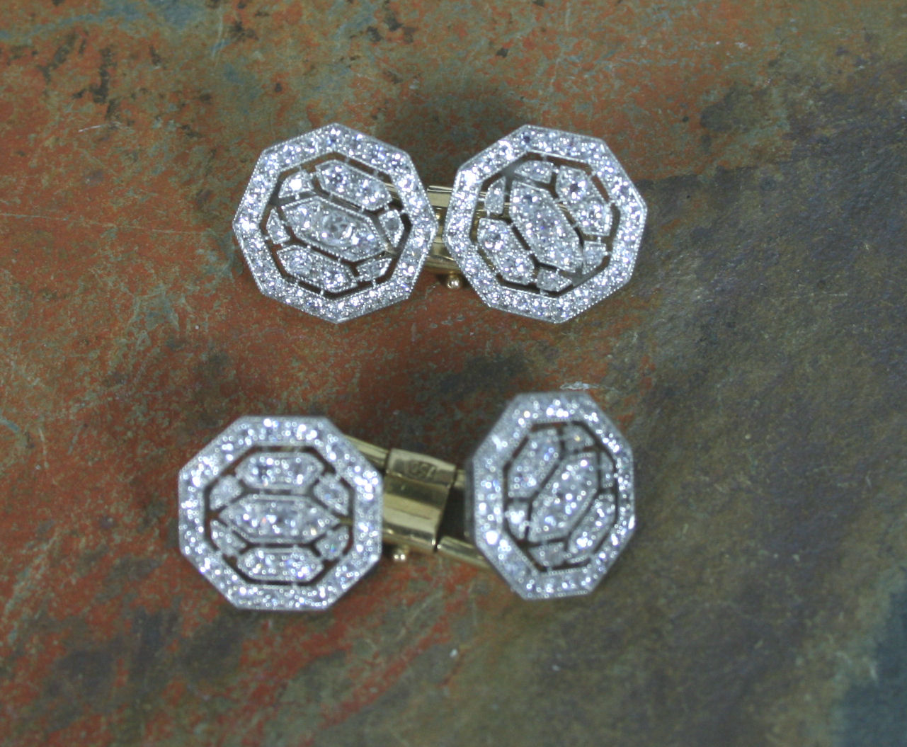 A pair of diamond set cufflinks,