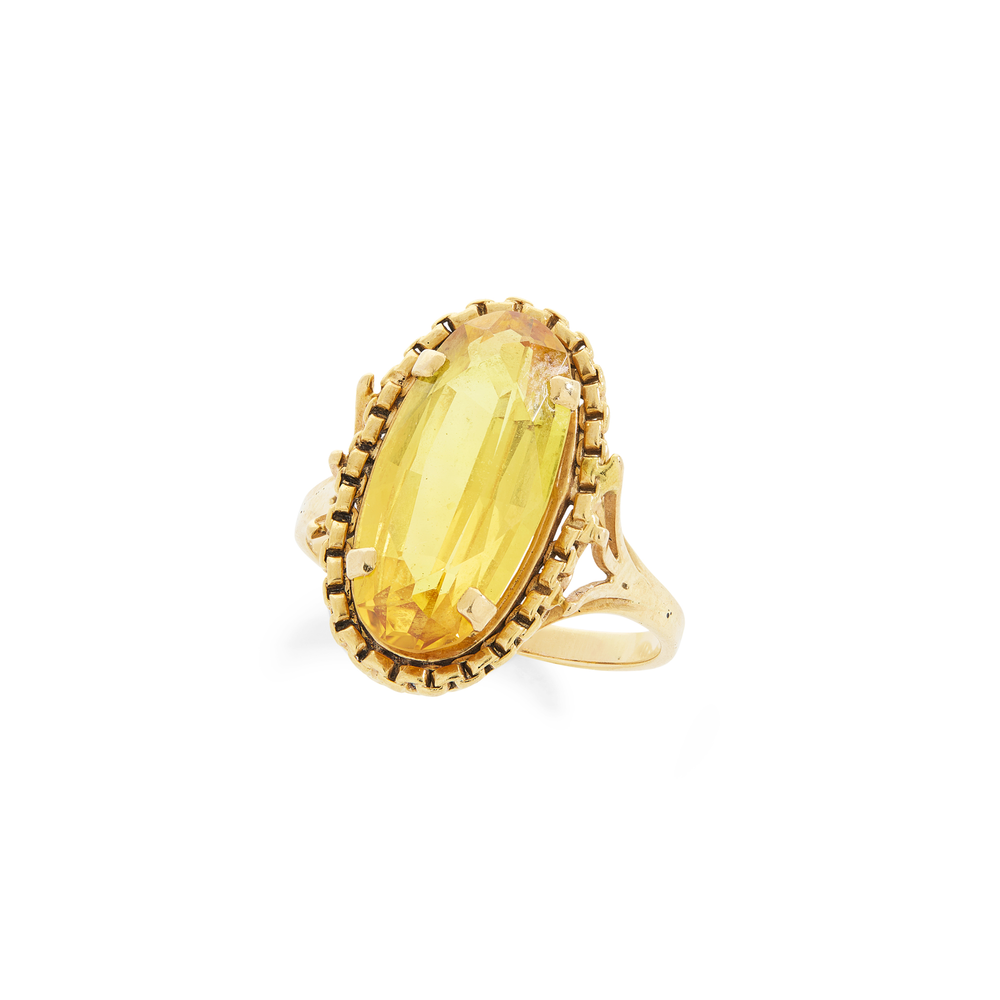 A French yellow sapphire cocktail ring