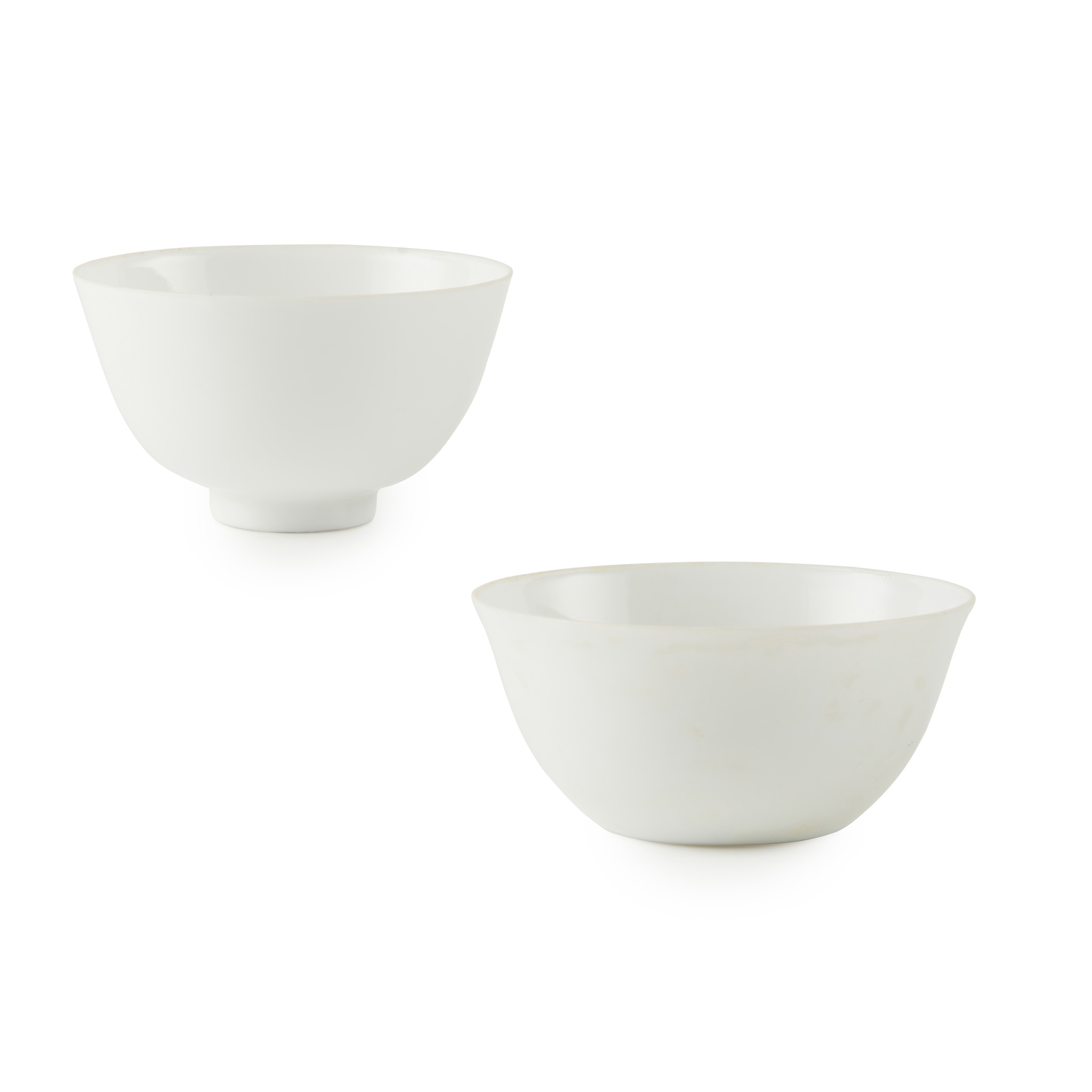 TWO WHITE-GLAZED INCISED CUPS