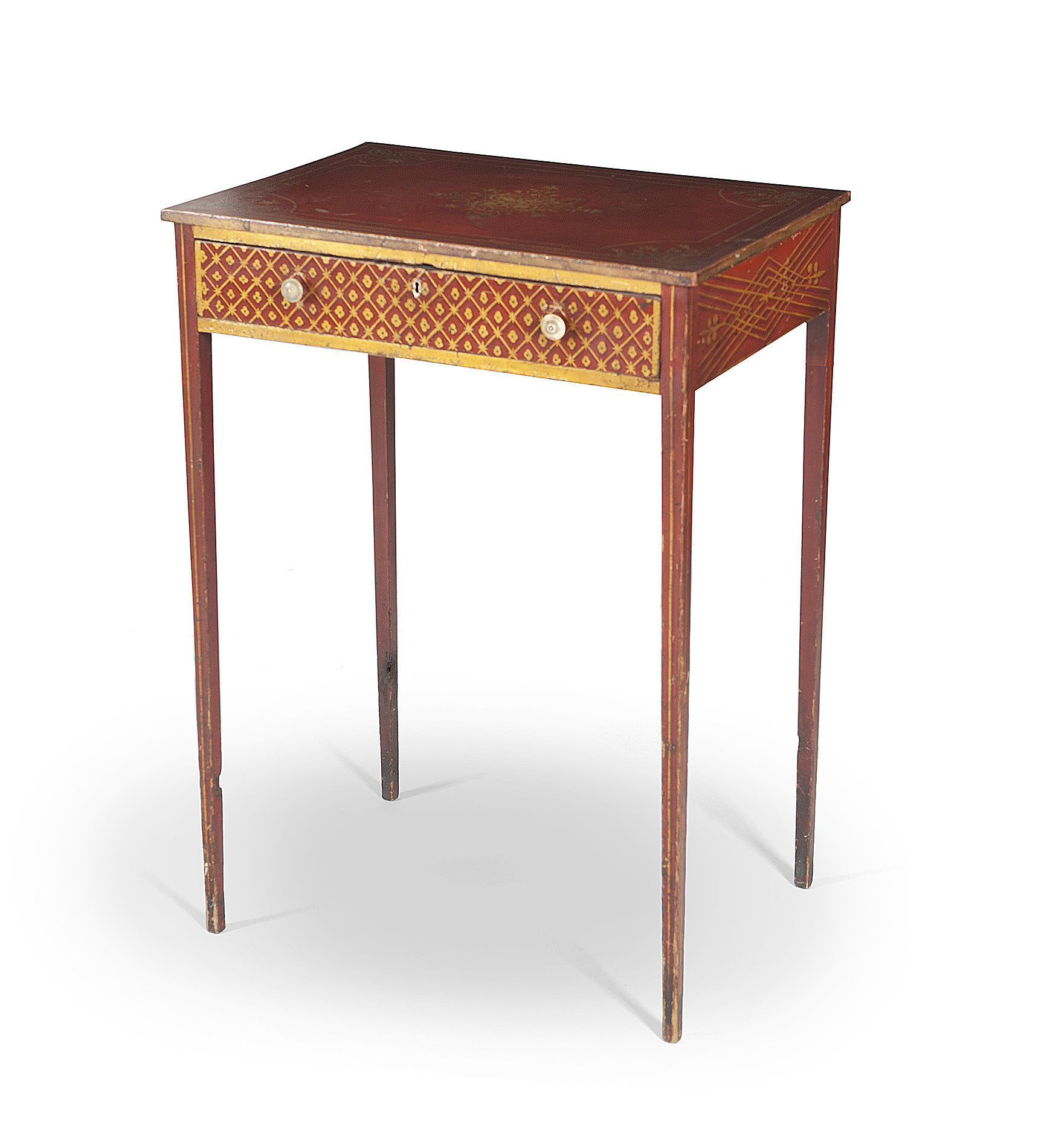 CONTINENTAL RED AND GILT LACQUER SIDE TABLE