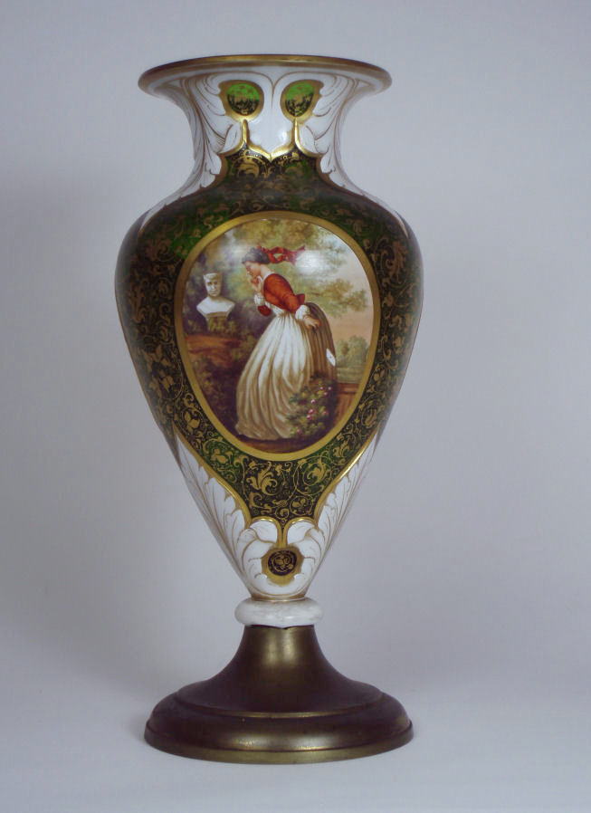 A large Victorian Bohemian green glass vase