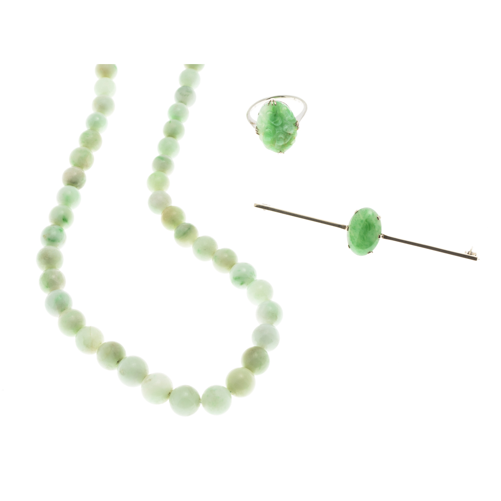 A collection of jade jewellery