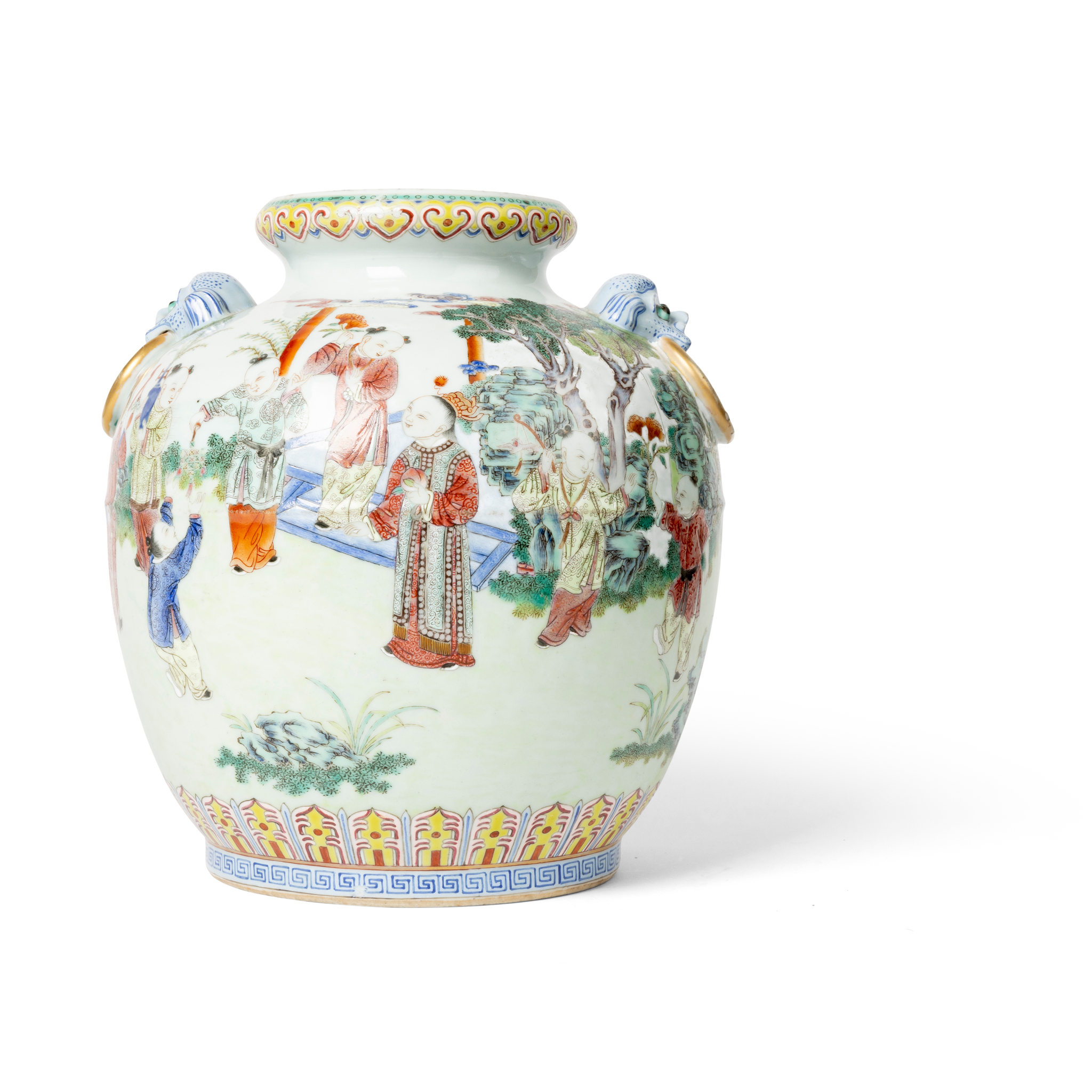 CHINESE FAMILLE ROSE 'BOYS AT PLAY' JAR