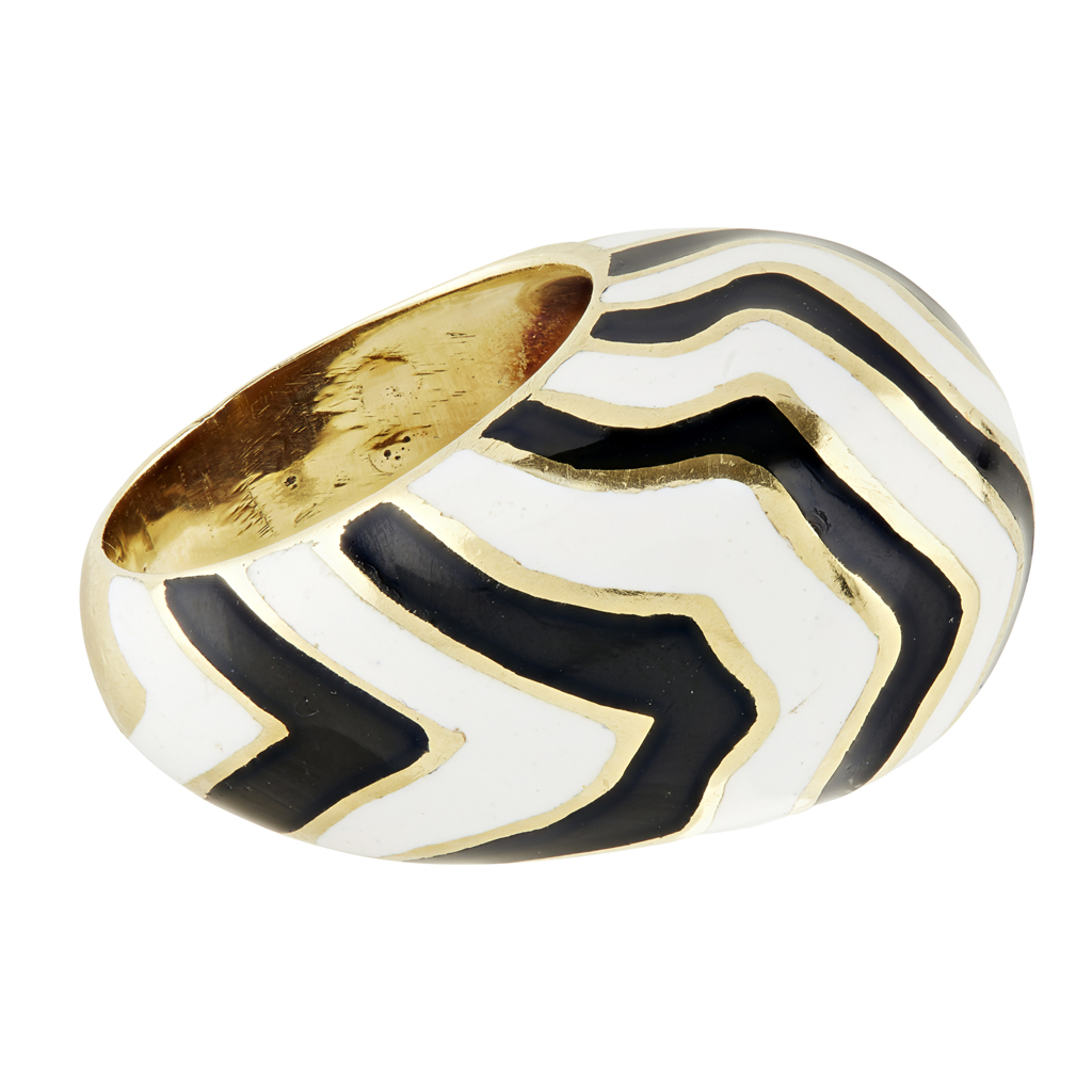 An enamel set cocktail ring