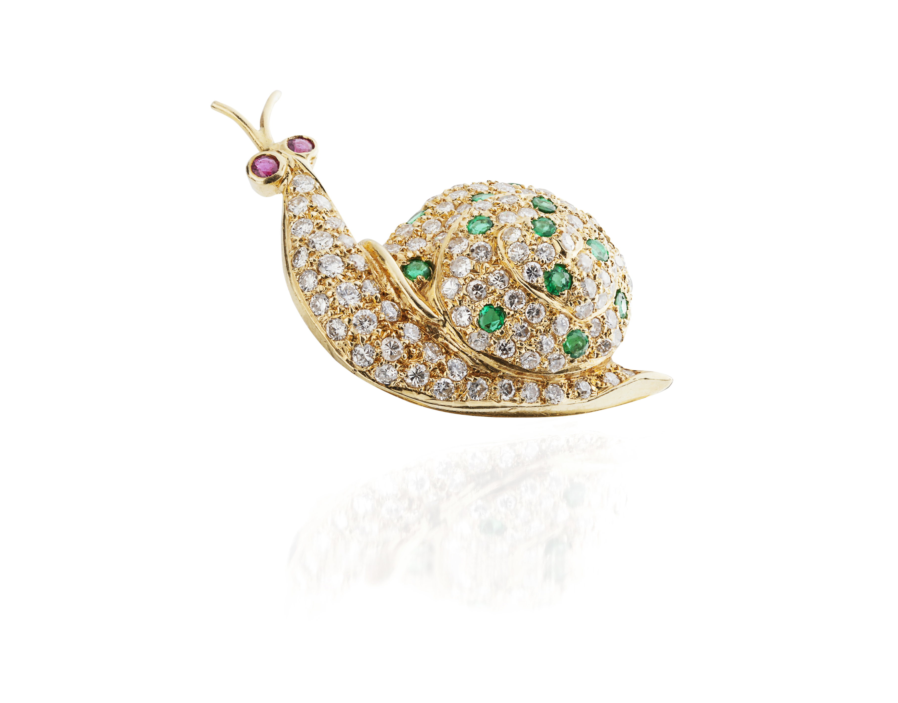An 18ct gold multi-gem set snail brooch