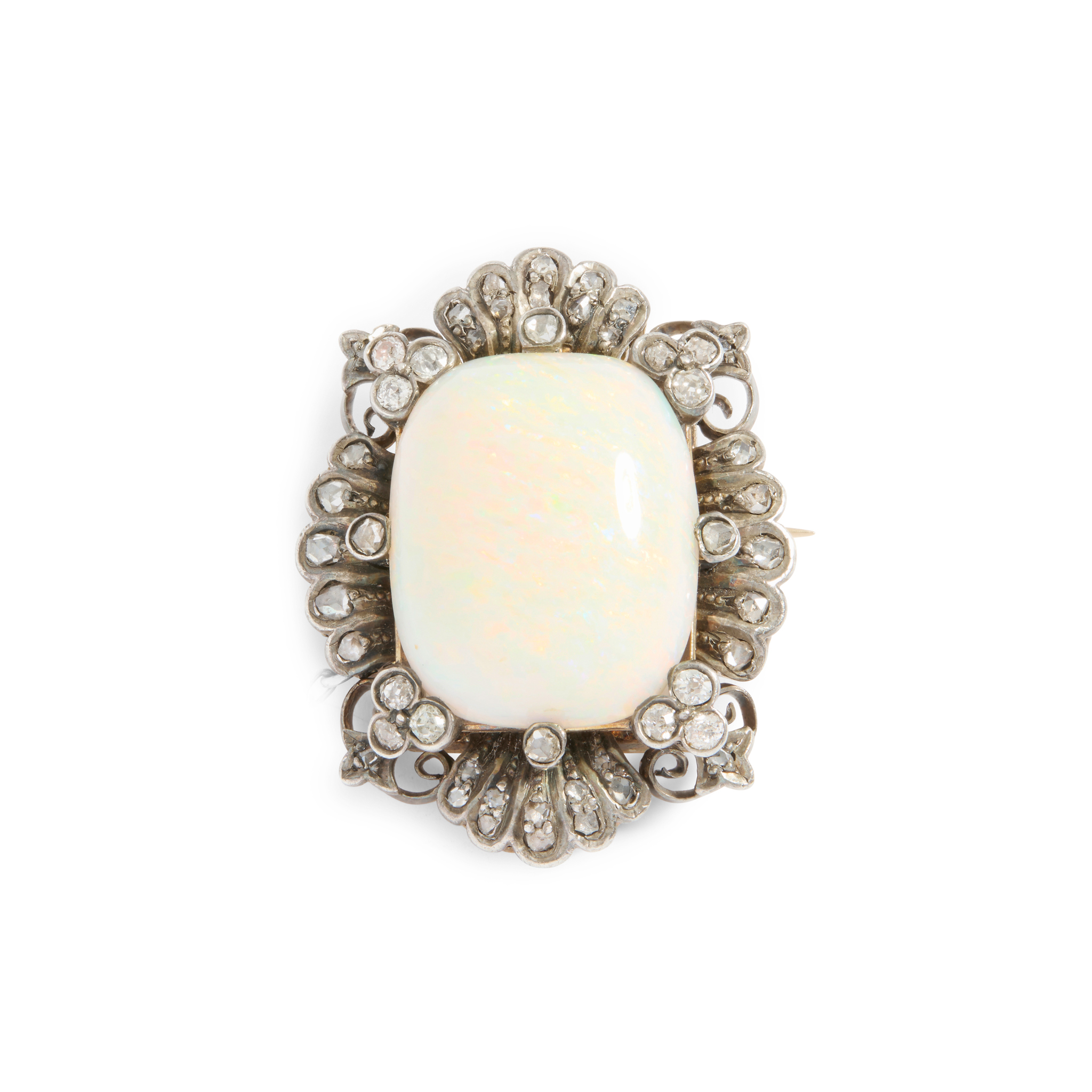An opal and diamond brooch