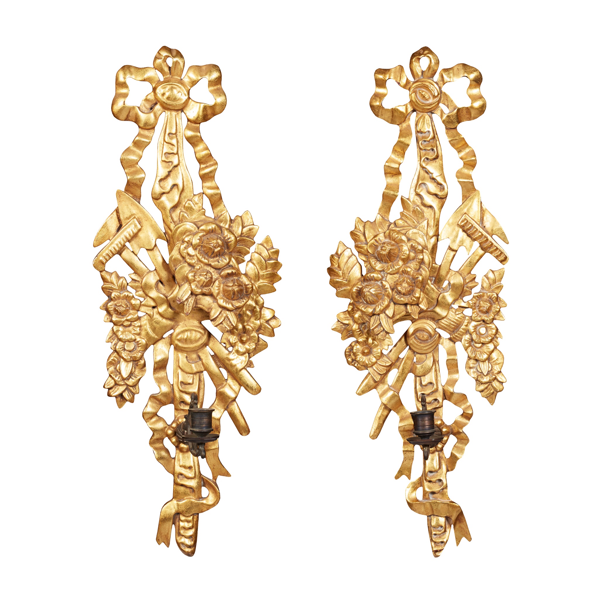 PAIR OF GILTWOOD WALL SCONCES