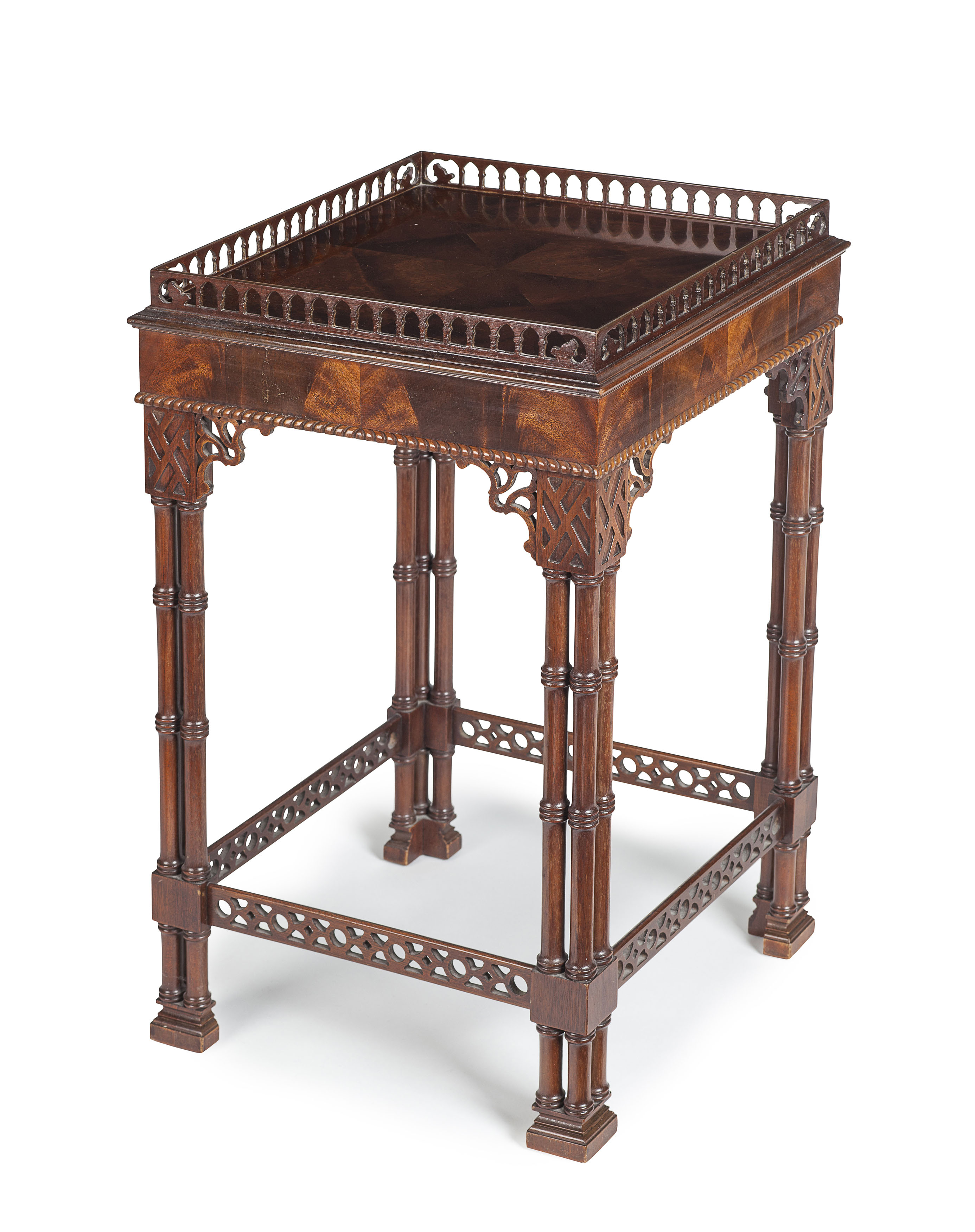 CHIPPENDALE STYLE MAHOGANY SILVER TABLE