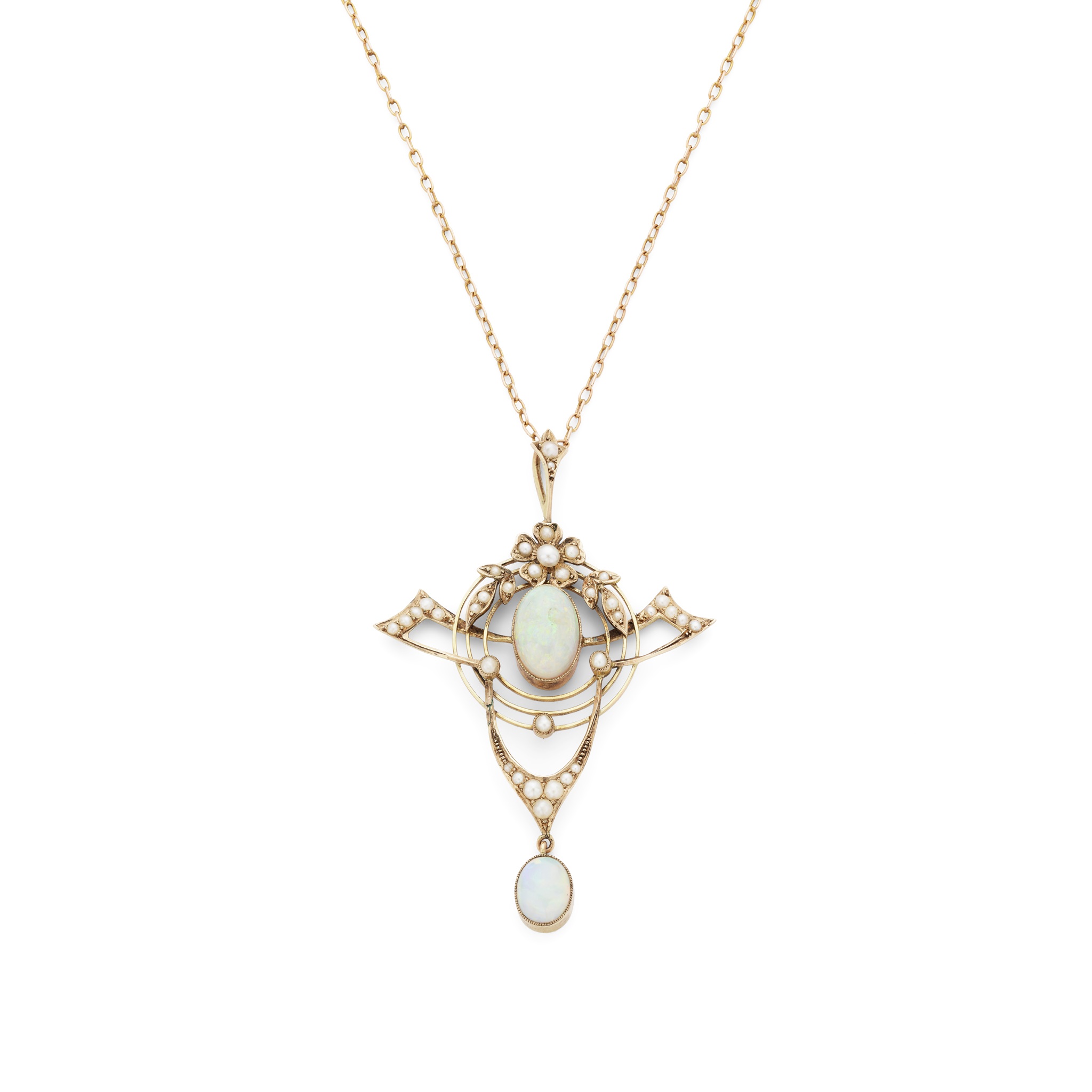 An opal and pearl pendant