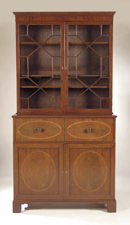 A George III mahogany secretaire bookcase,
