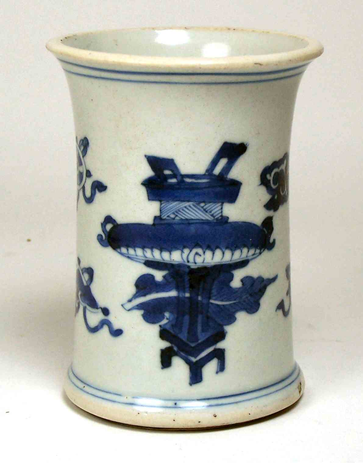 A Chinese blue painted brush pot Kangxi period